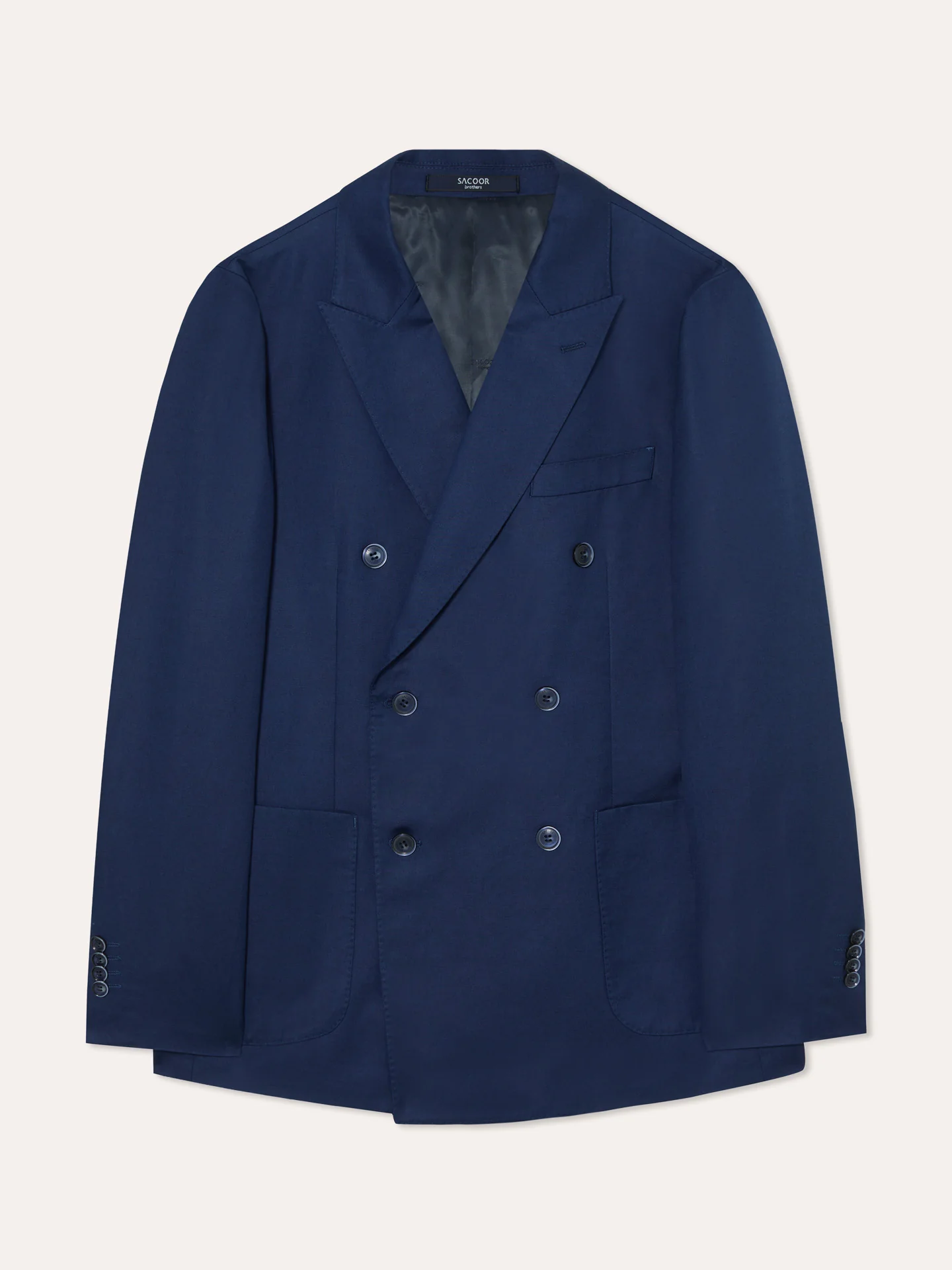 Blazer desestruturado de trespasse em linho e algodão azul-escuro - Image 5