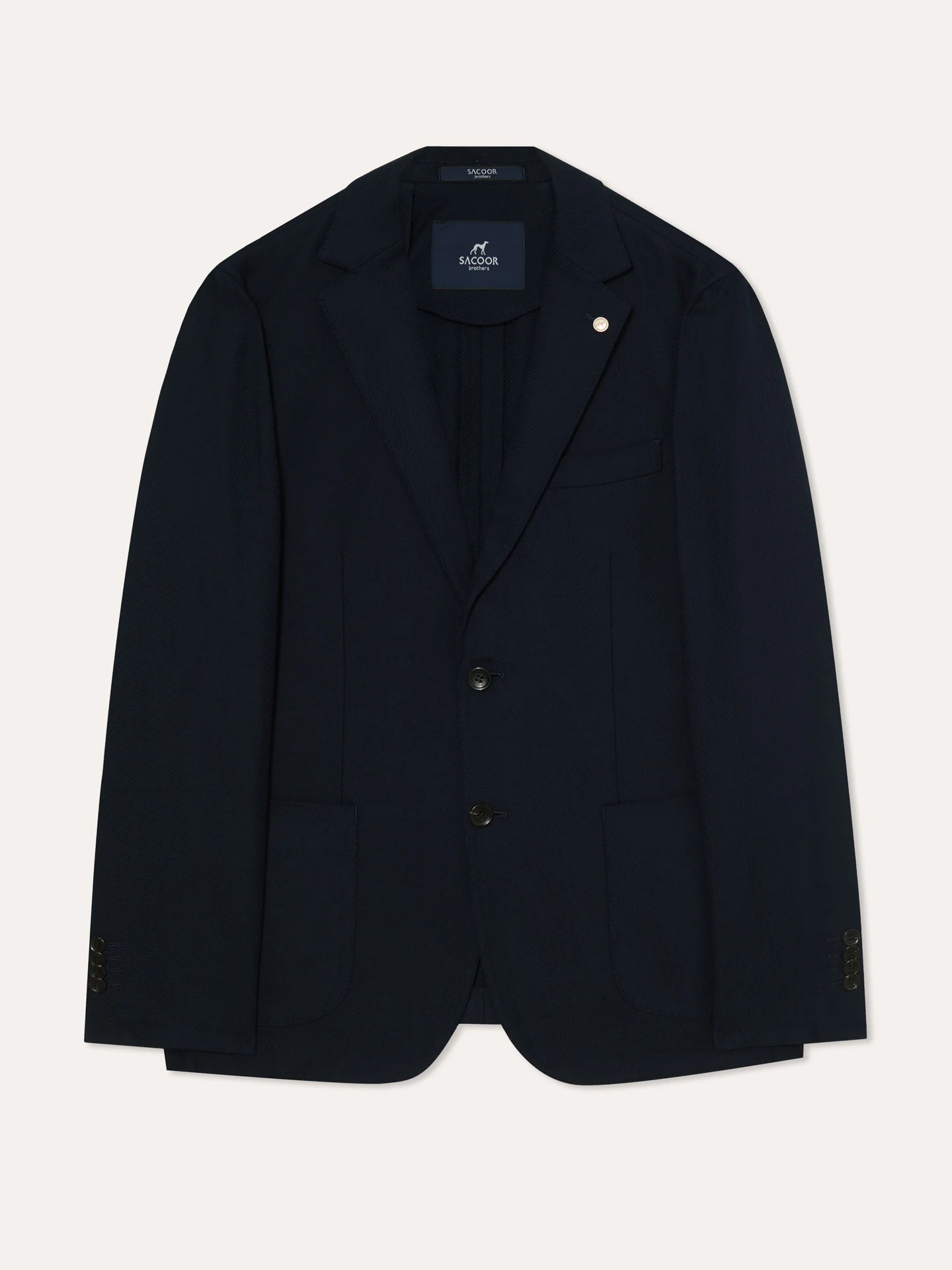 Blazer desestruturado em algodão azul escuro com textura de malha - Image 5