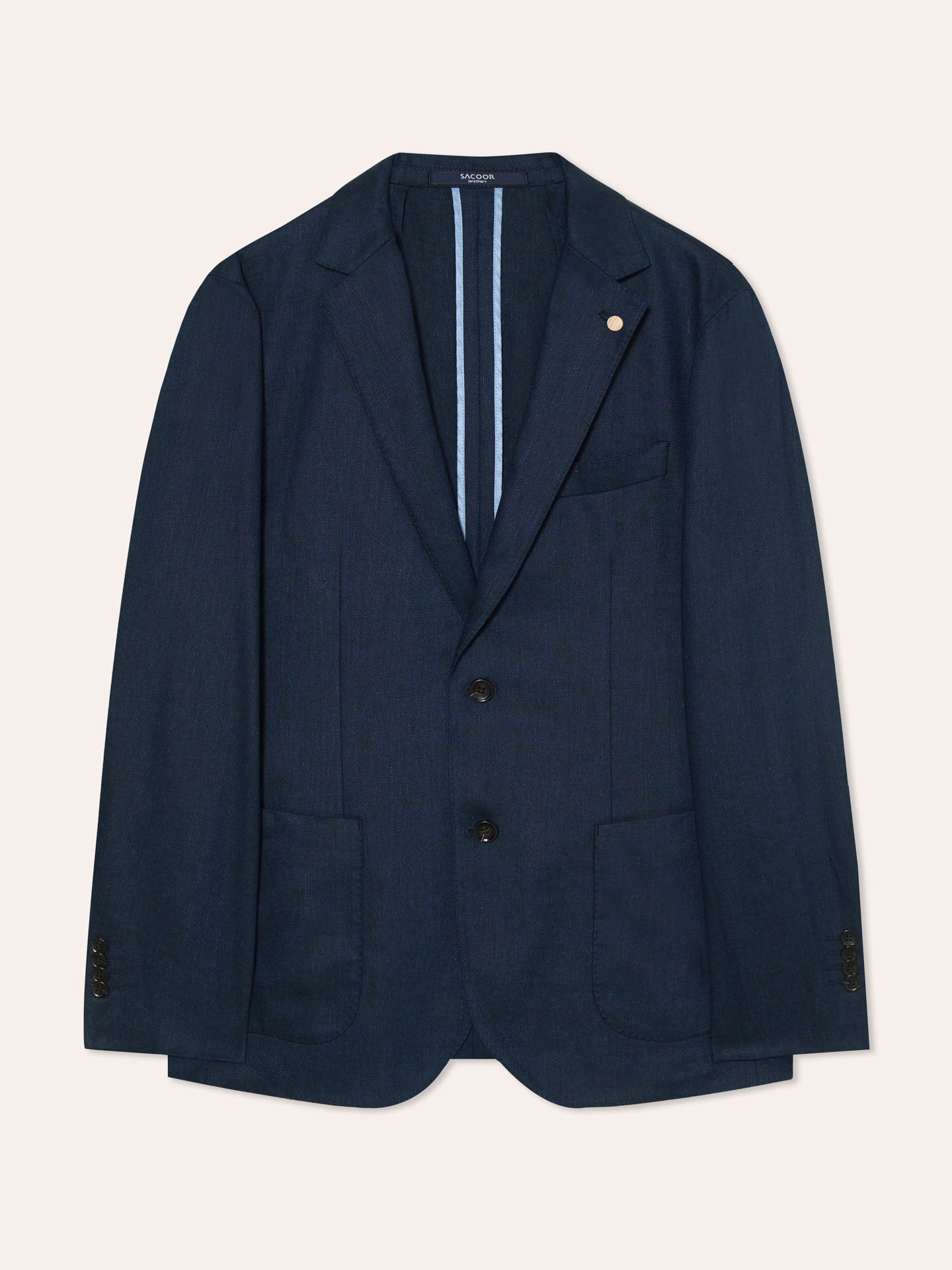 Blazer desestruturado em sarja de linho e algodão azul-escuro - Image 5