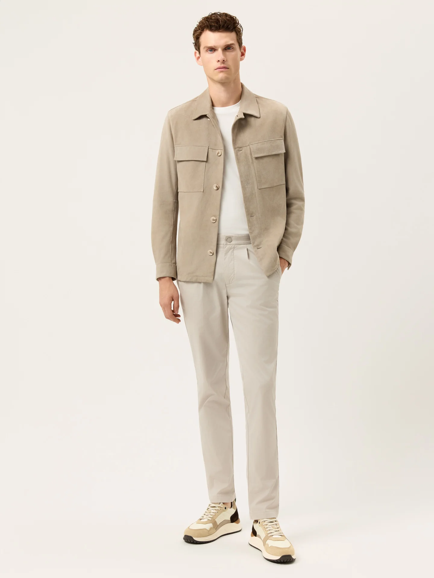 Calças Chino com Cinta Elástica Travel Techno Slim Fit em Mistura de Algodão e Nylon - Image 4