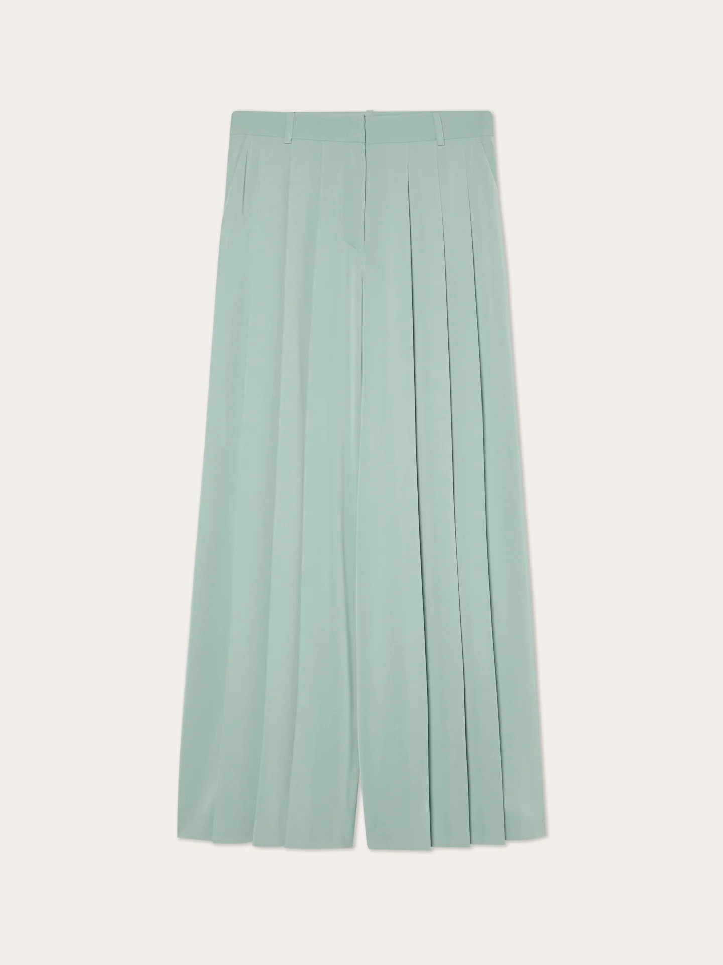 Calças Loose Fit com Pregas em Cetim - Image 4