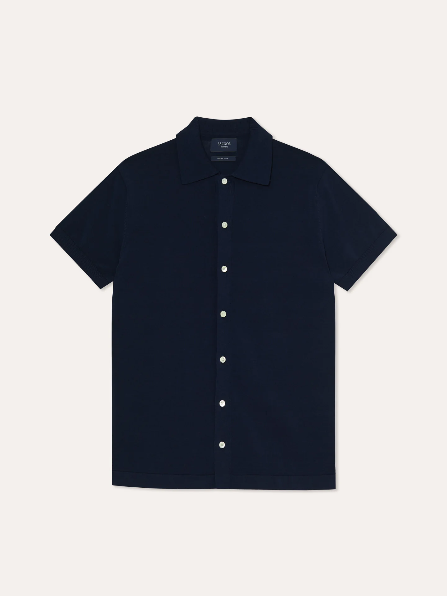 Camisa de malha de manga curta em mistura de algodão e seda - Image 5