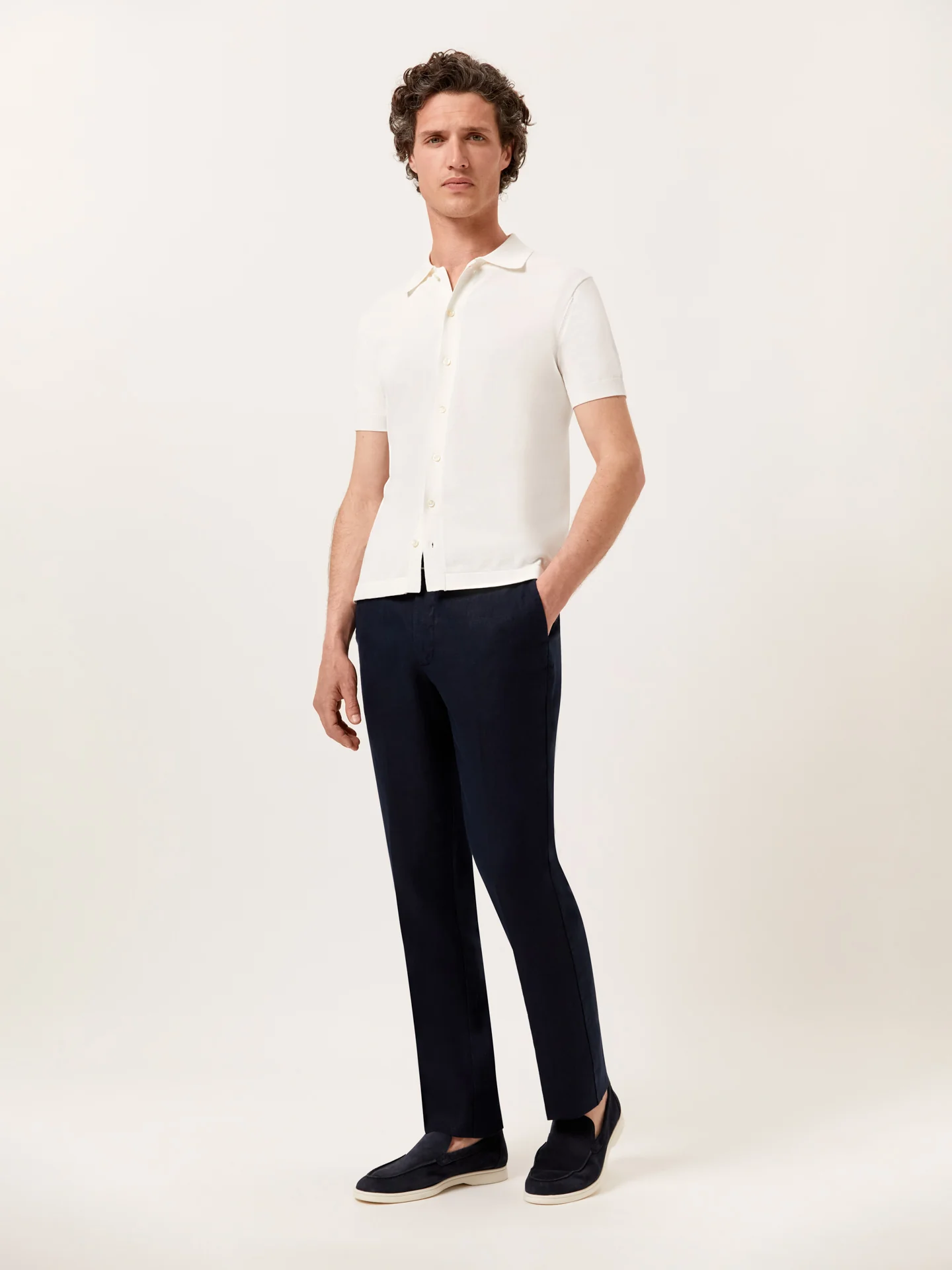 Camisa de malha de manga curta em mistura de algodão e seda - Image 7