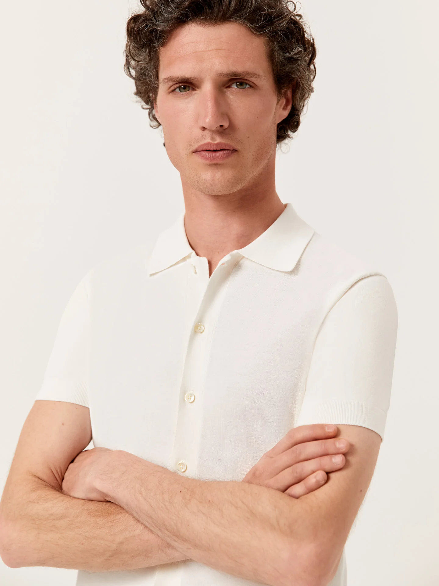 Camisa de malha de manga curta em mistura de algodão e seda - Image 8