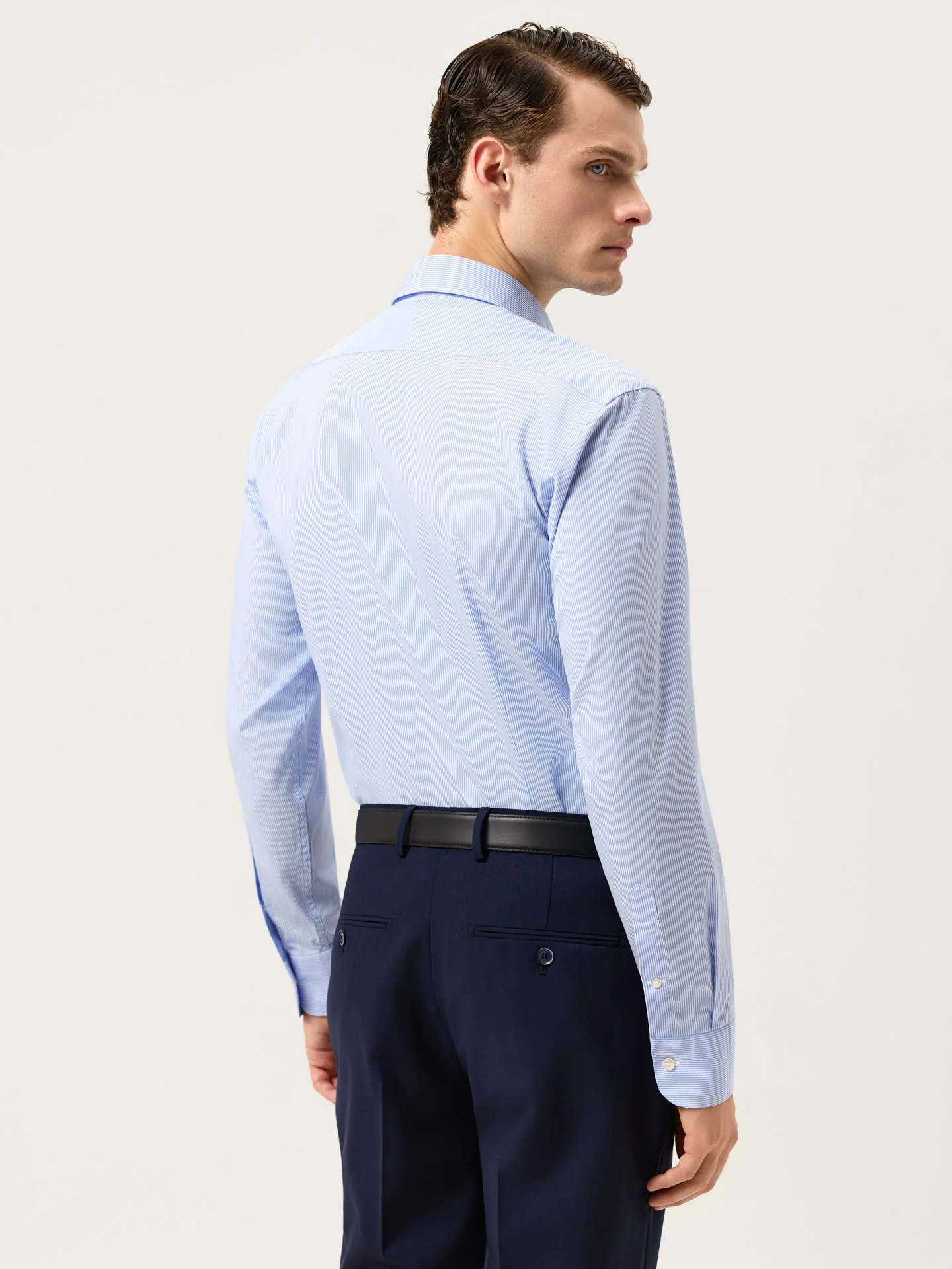 Camisa Formal Slim Fit de Riscas com Colarinho Newport - Image 3