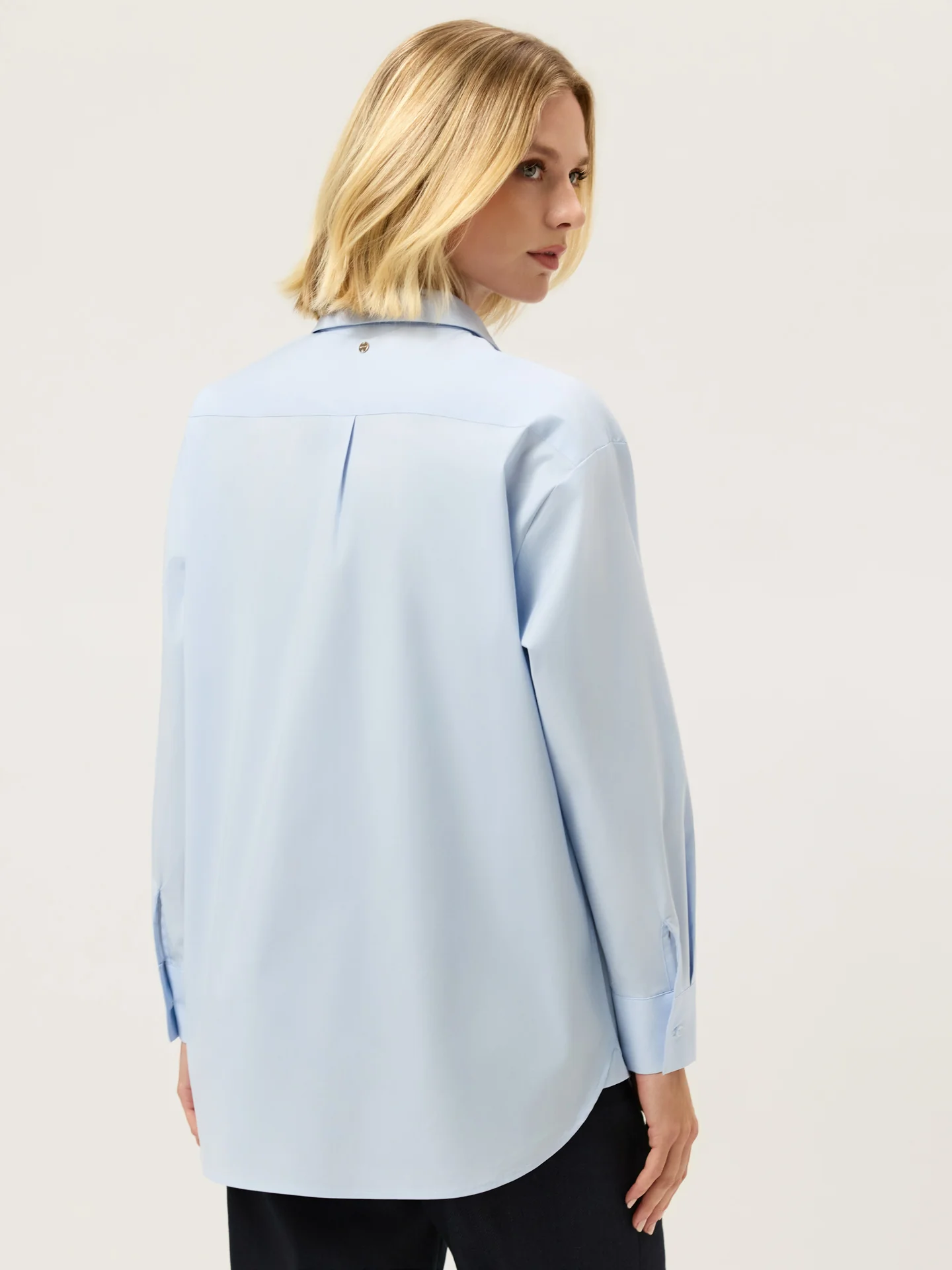 Camisa Loose Fit em Popeline Lisa com Colarinho Tailored - Image 3