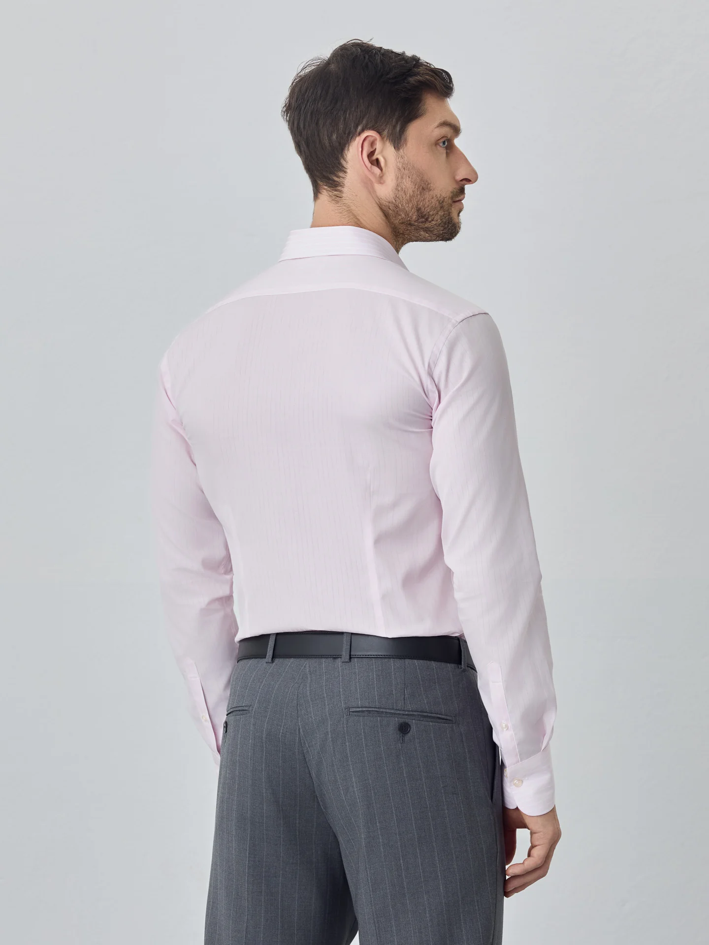 Camisa slim fit Business em tecido riscas - Image 3