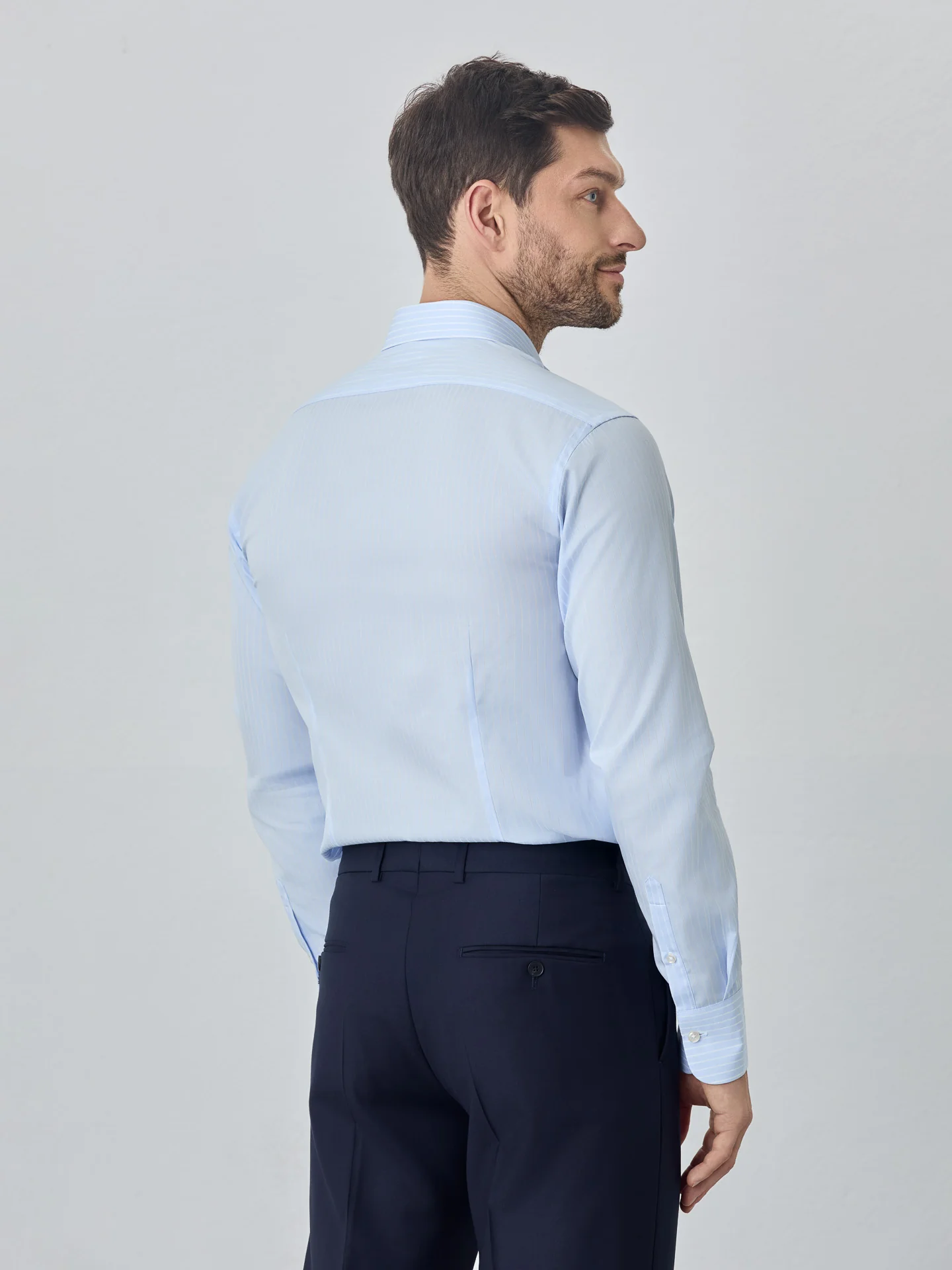 Camisa slim fit Business em tecido riscas - Image 3
