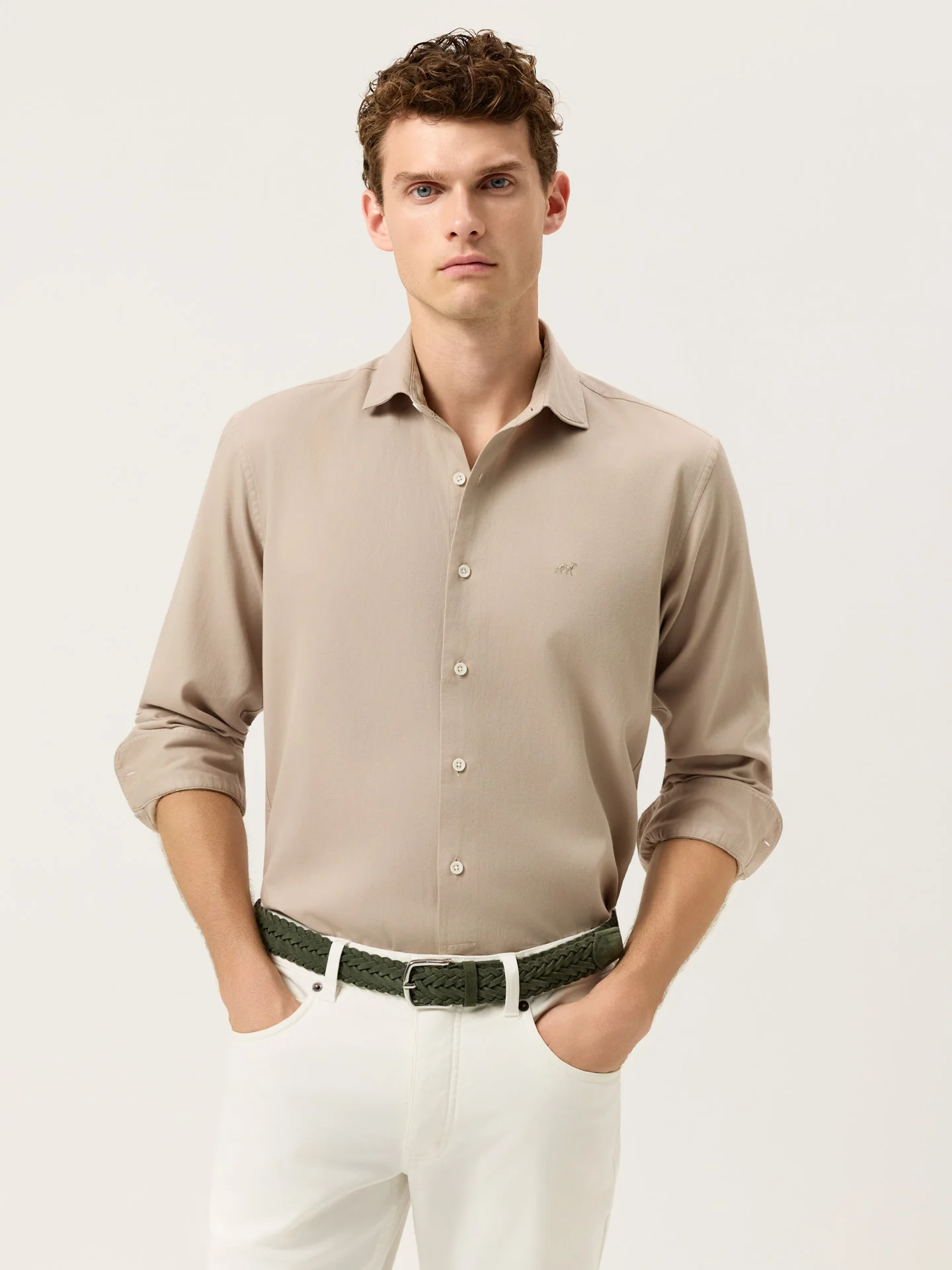 Camisa Slim Fit de Algodão Estruturado Garment Dye - Image 14