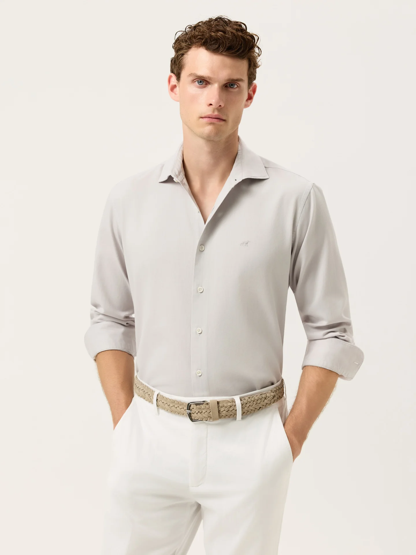 Camisa Slim Fit de Algodão Estruturado Garment Dye - Image 9