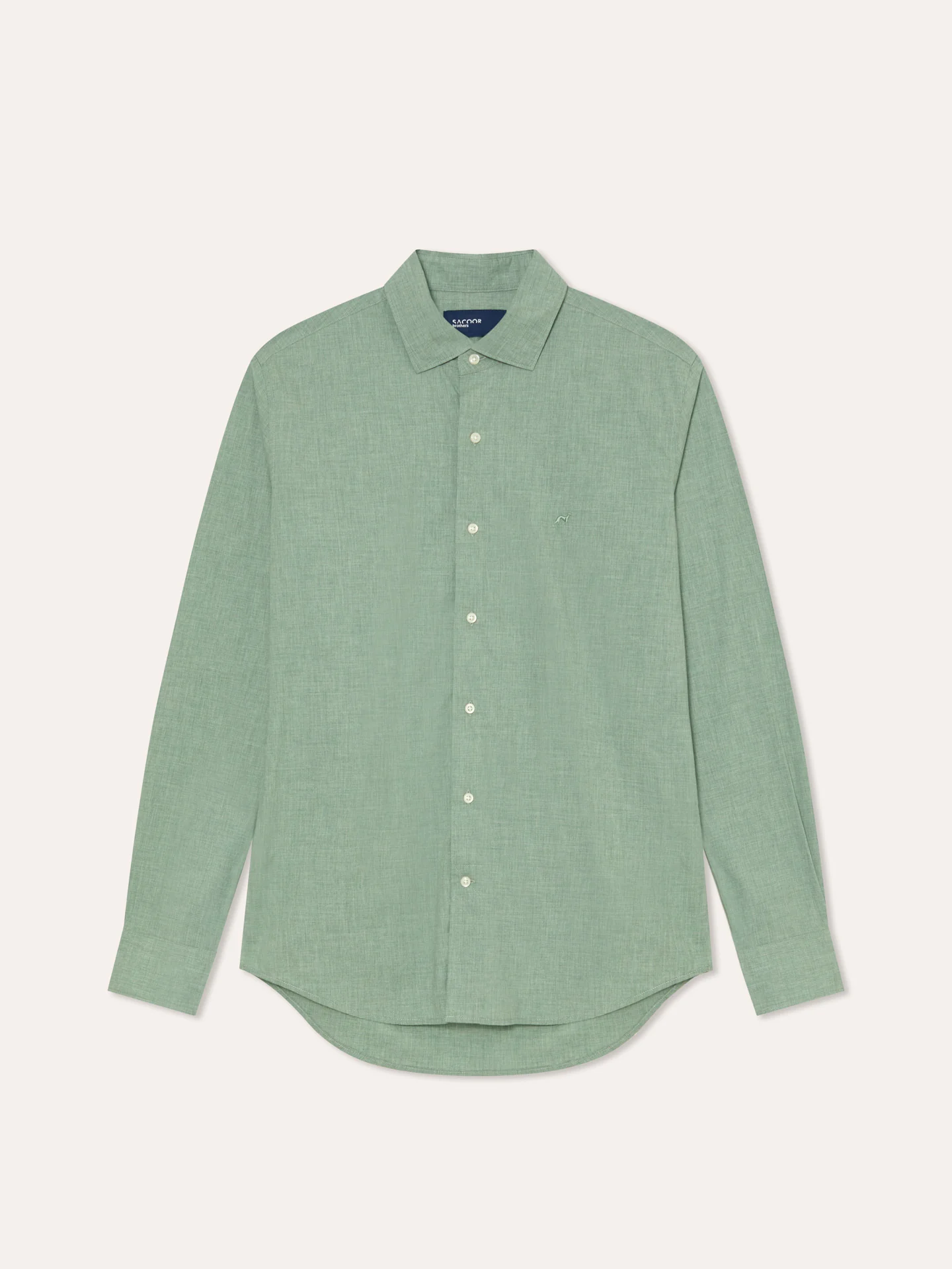 Camisa slim fit de algodão mescla com colarinho aberto - Image 18