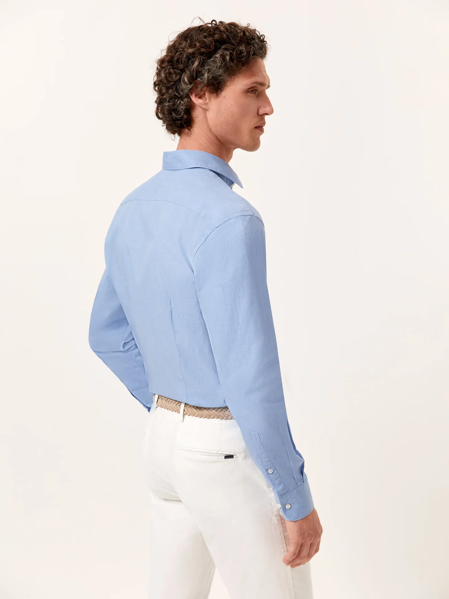 Camisa slim fit de algodão mescla com colarinho aberto - Image 3