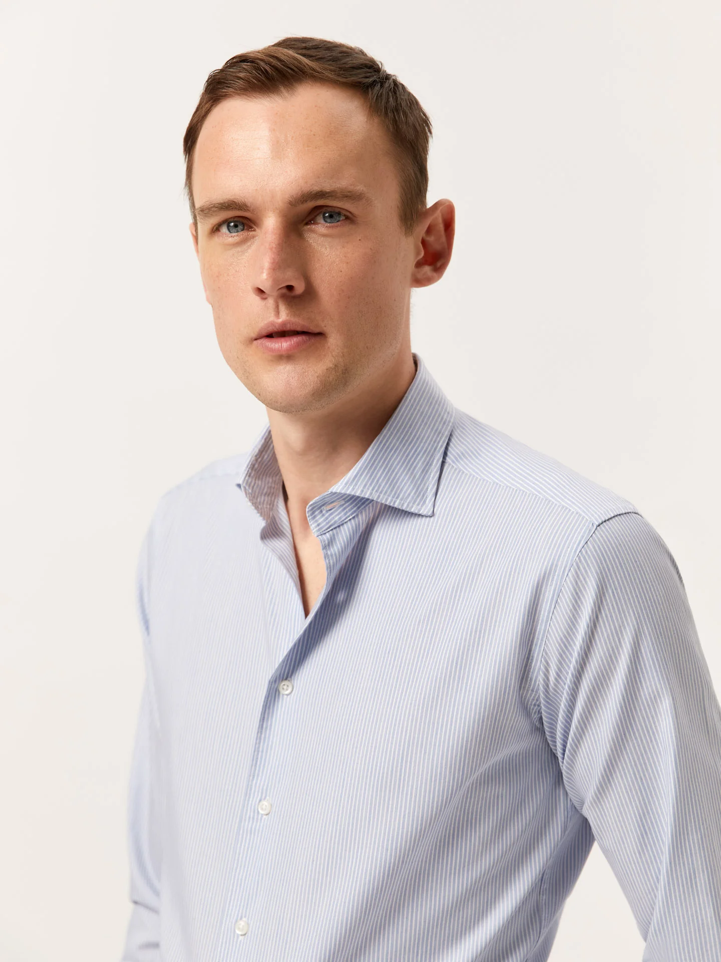 Camisa slim fit de riscas com colarinho Newport - Image 3