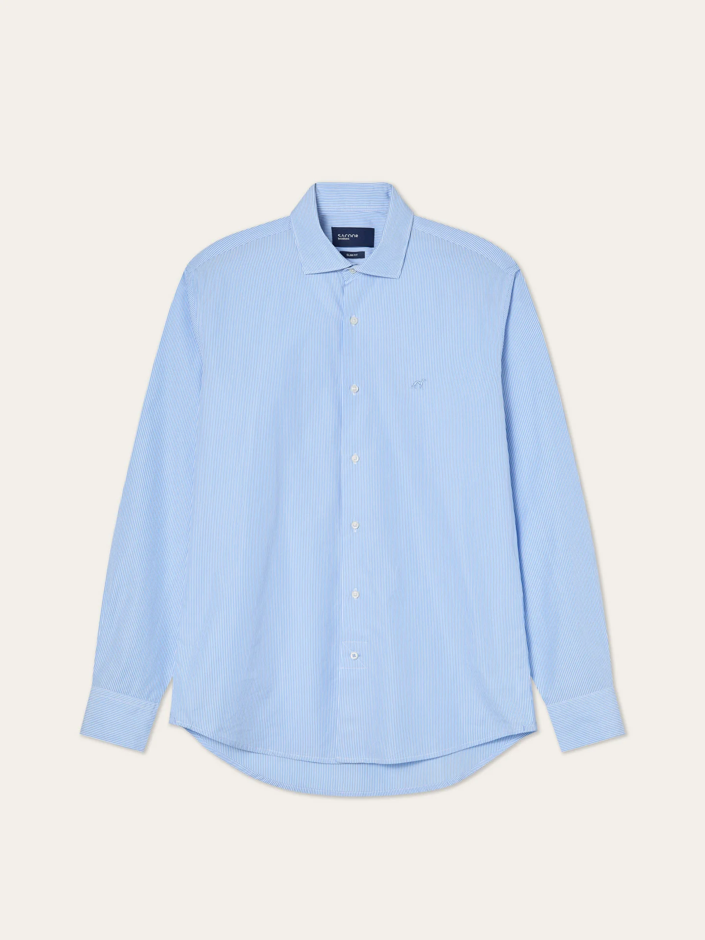 Camisa Slim Fit em Algodão Fios 120 num Padrão de Riscas Refinadas - Image 3