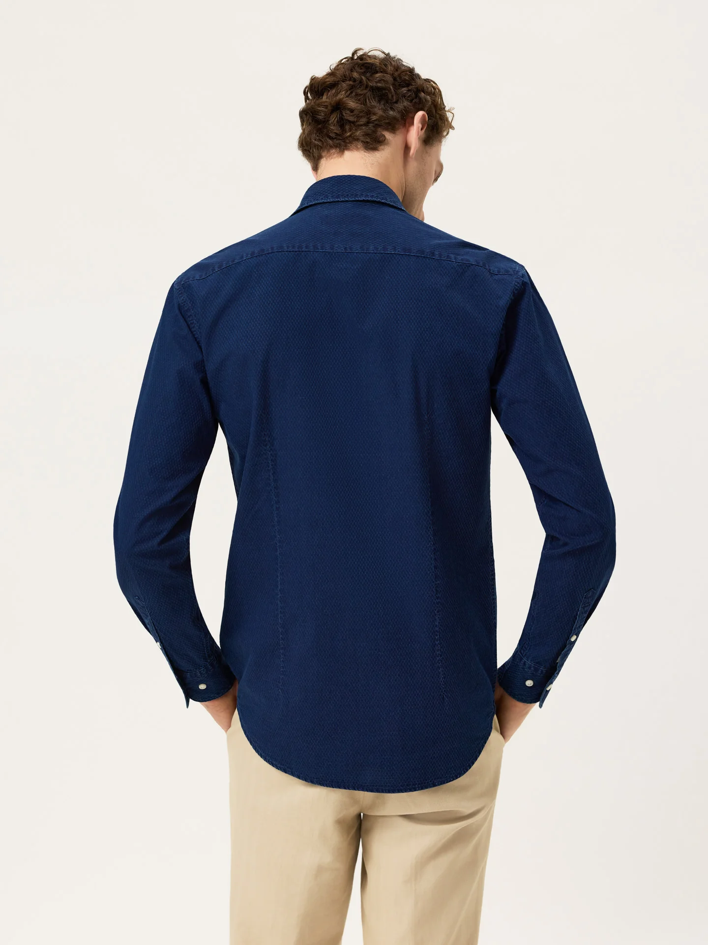 Camisa Slim Fit em Denim Jacquard Garment Wash - Image 3