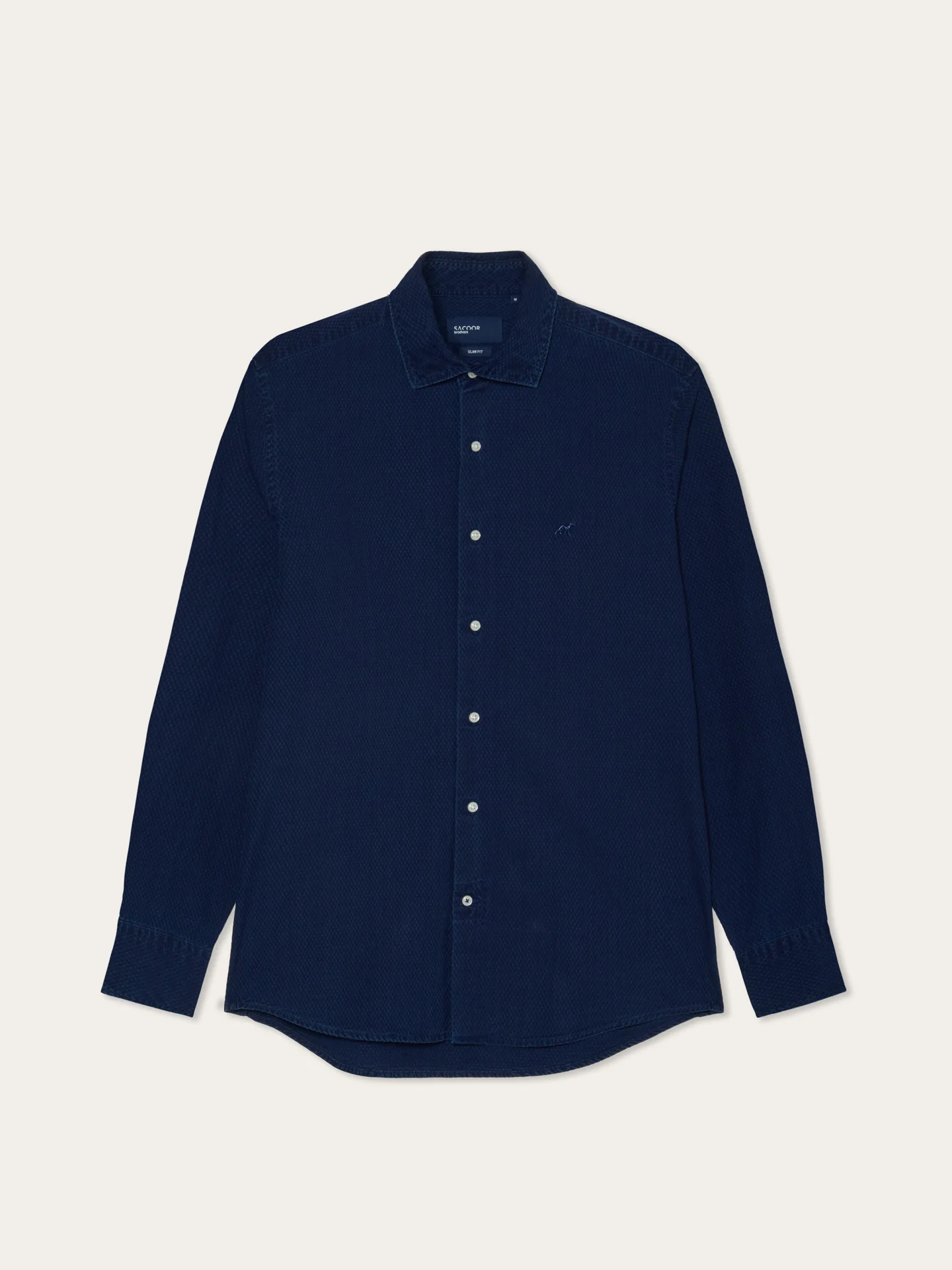 Camisa Slim Fit em Denim Jacquard Garment Wash - Image 4