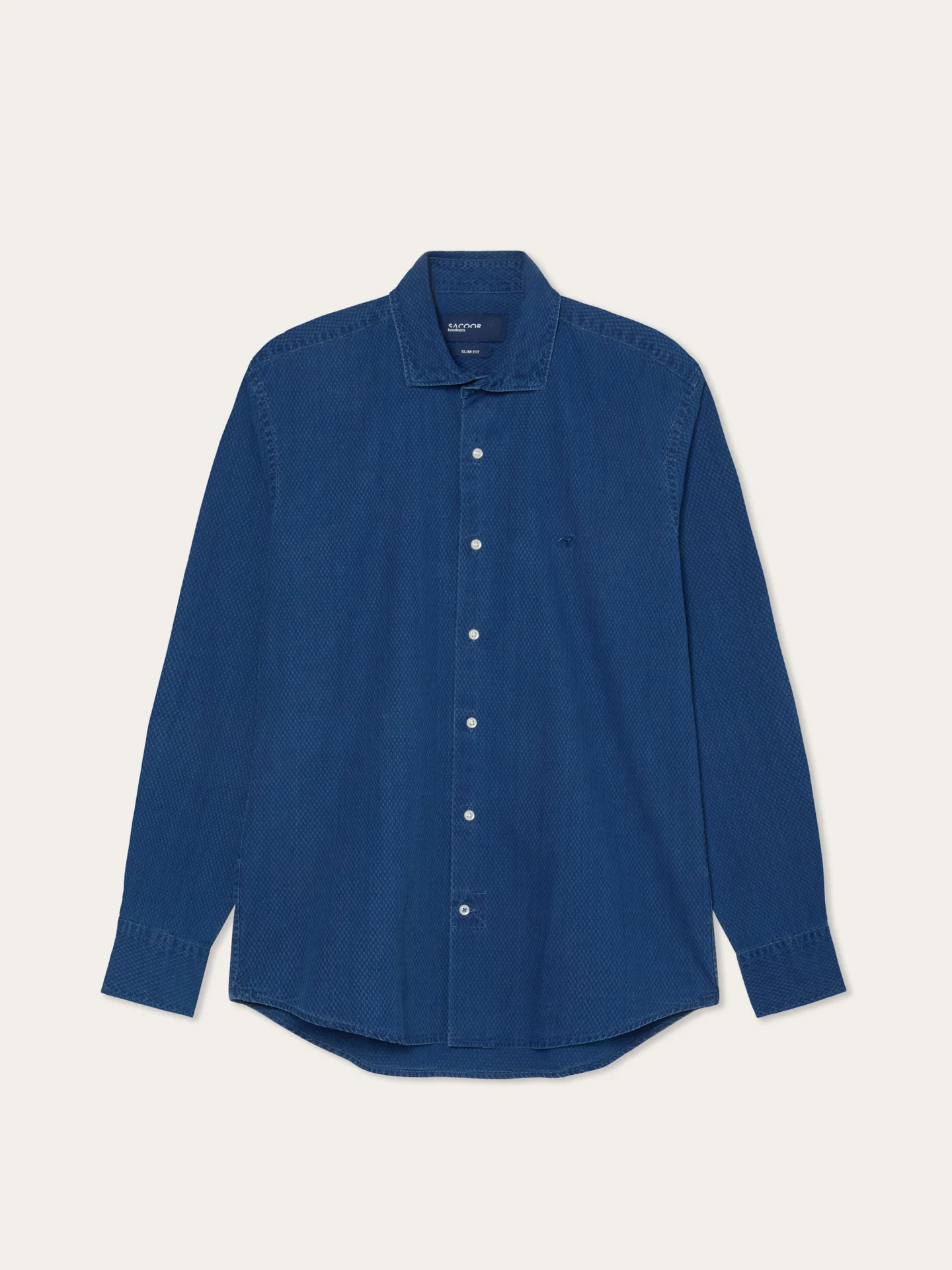 Camisa Slim Fit em Denim Jacquard Garment Wash - Image 8