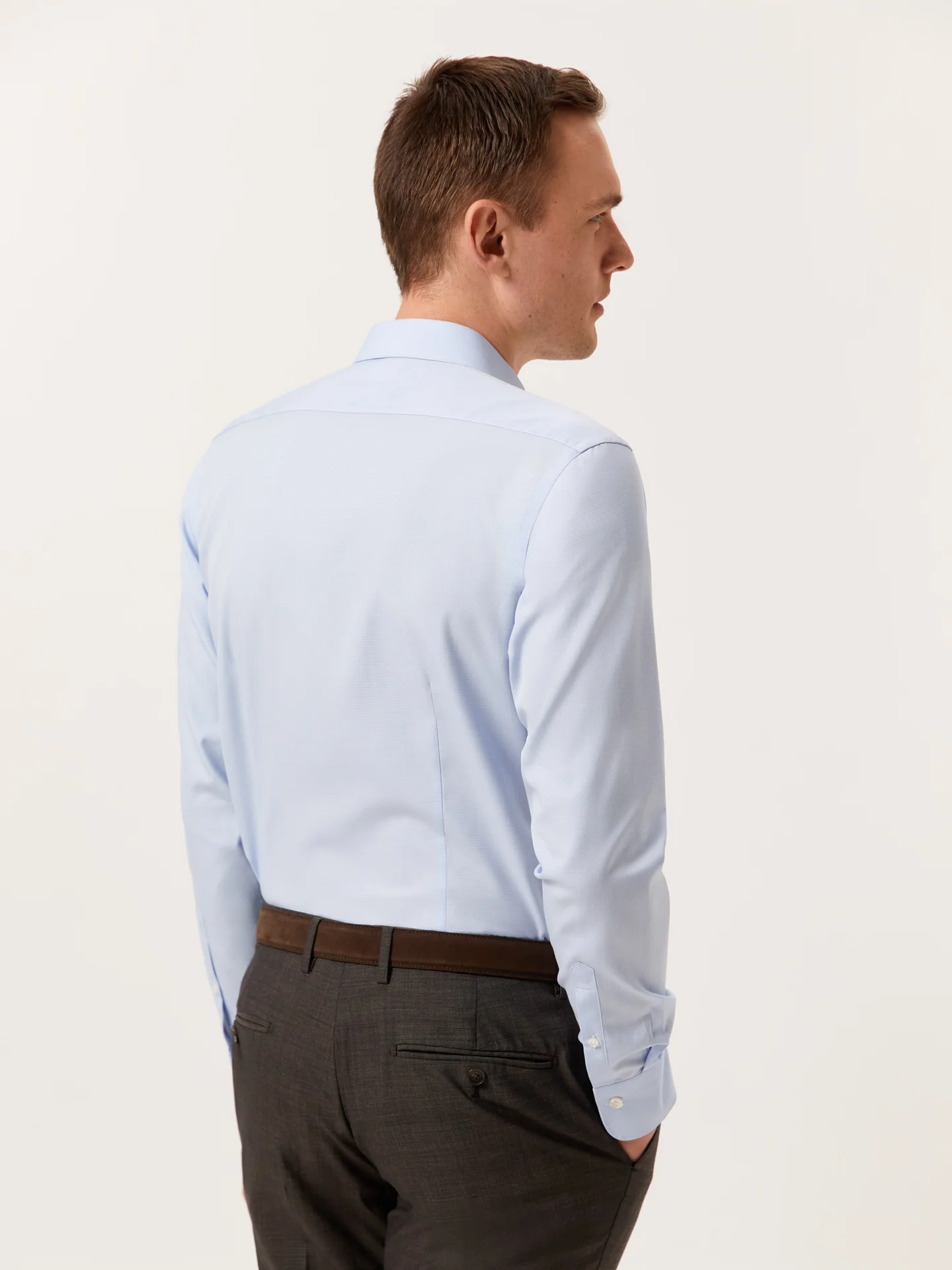 Camisa slim fit em micro-pied poule com colarinho de Dublin - Image 3