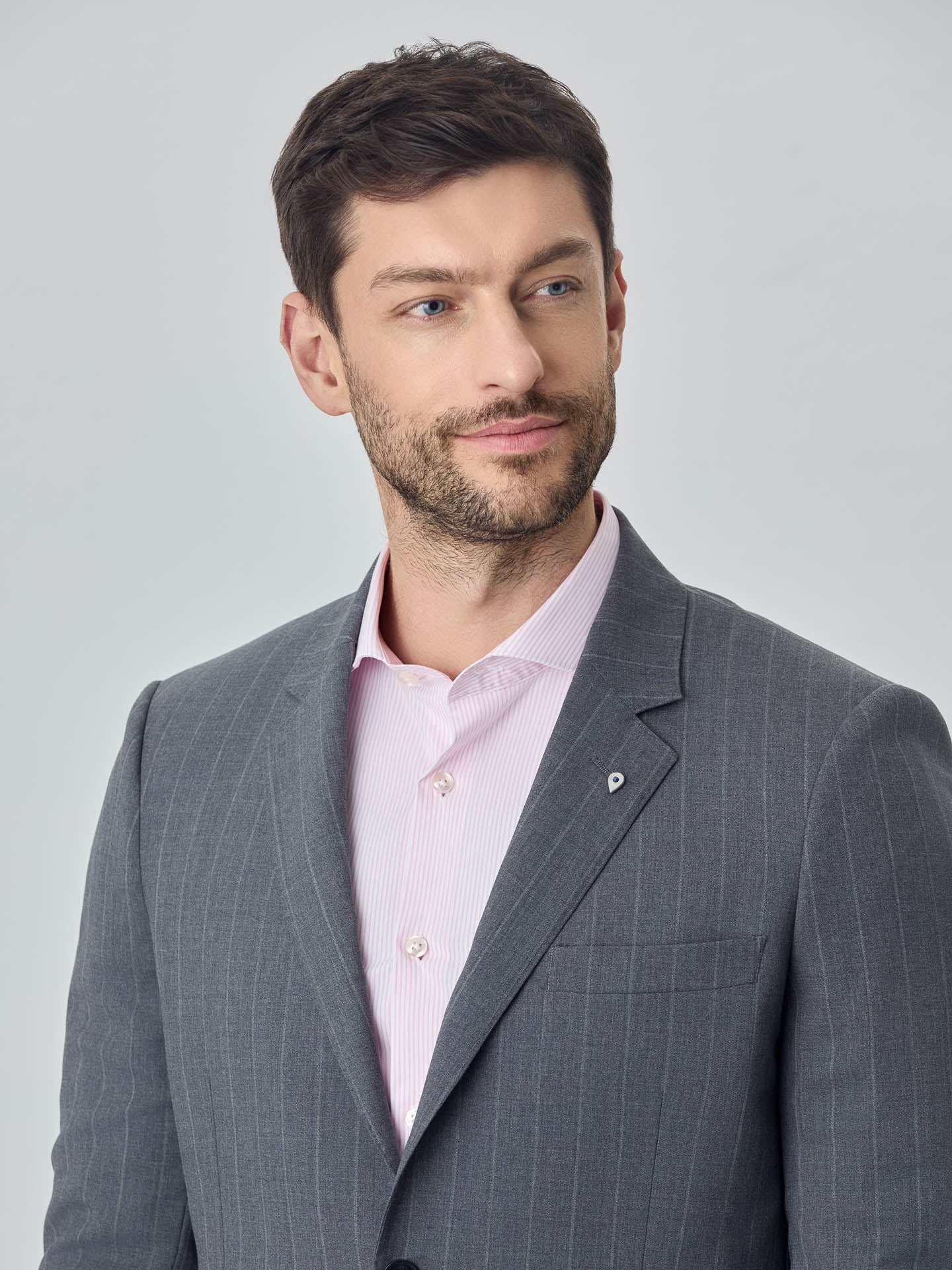 Camisa slim fit em popelina riscas k-easy - Image 3