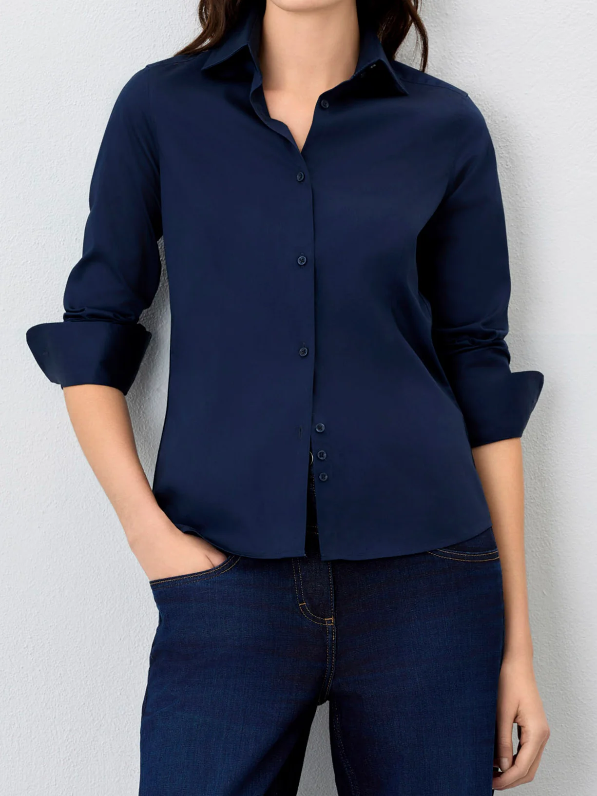 Camisa Slim Fit Em Popeline De Algodão Easy Care - Image 3