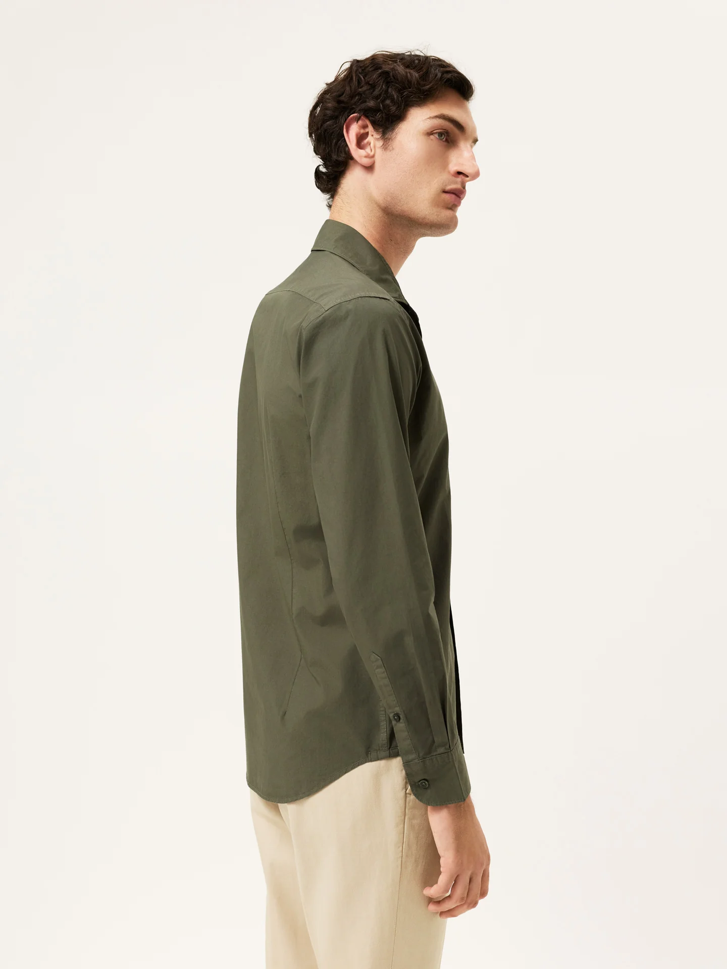 Camisa Slim Fit em Popeline Overdye com Colarinho Aberto - Image 11