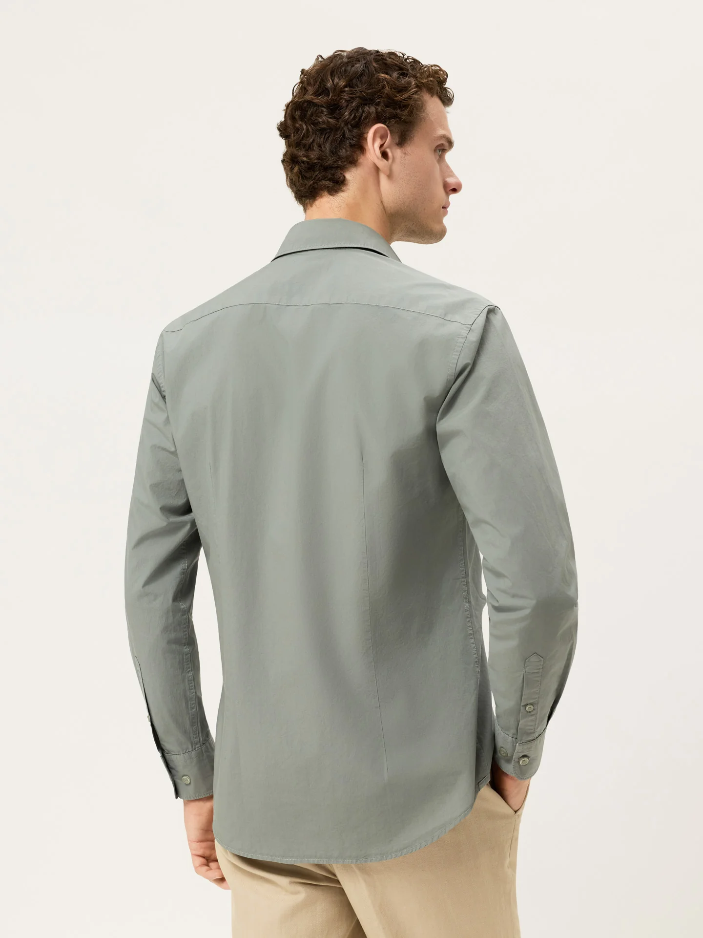 Camisa Slim Fit em Popeline Overdye com Colarinho Aberto - Image 19