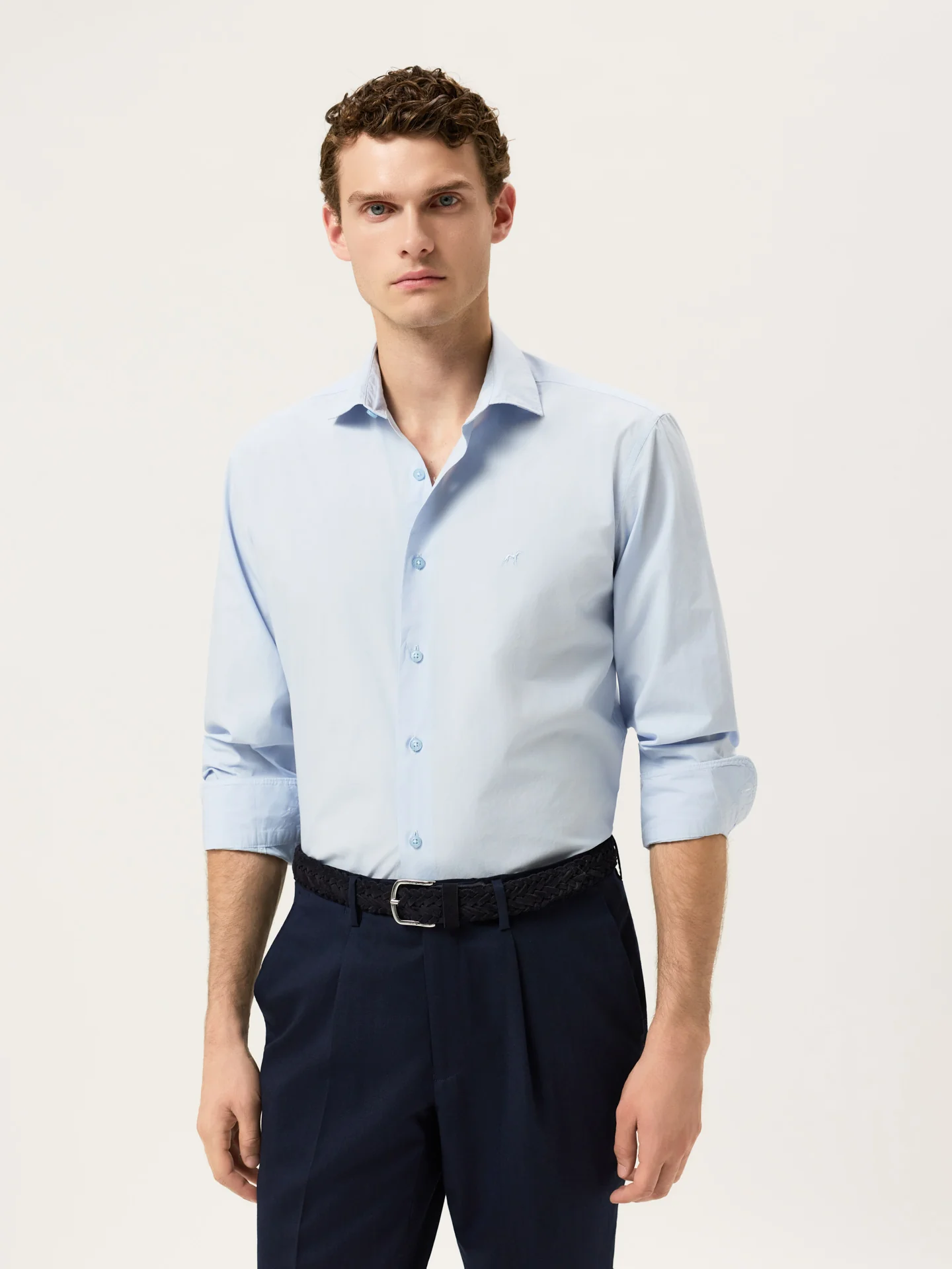 Camisa Slim Fit em Popeline Overdye com Colarinho Aberto - Image 25