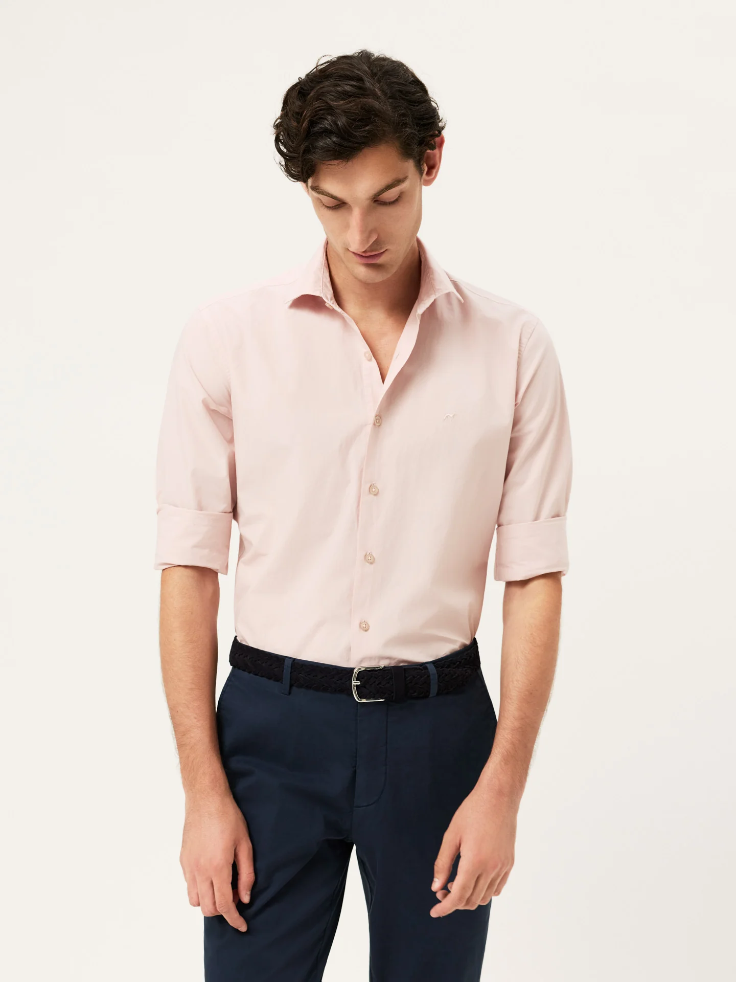 Camisa Slim Fit em Popeline Overdye com Colarinho Aberto - Image 46