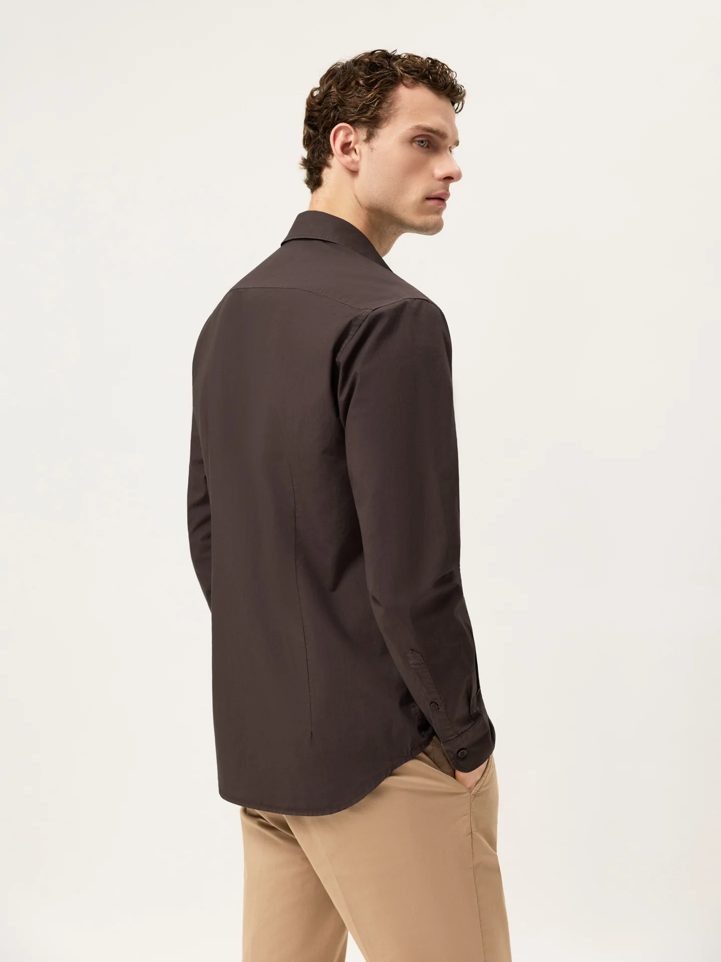 Camisa Slim Fit em Popeline Overdye com Colarinho Aberto - Image 7