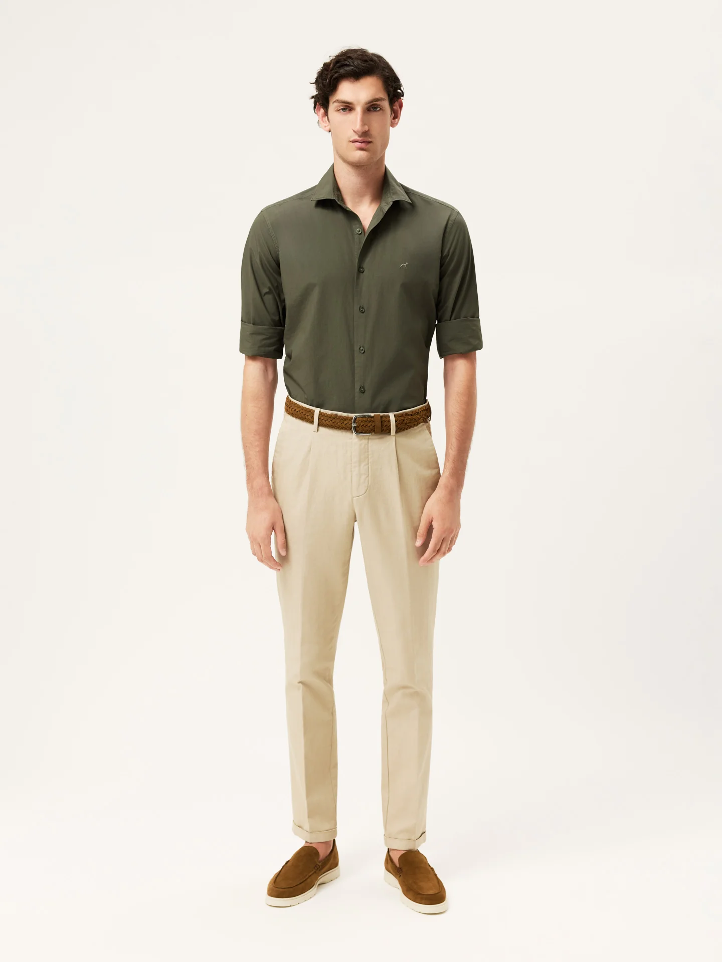 Camisa Slim Fit em Popeline Overdye com Colarinho Aberto - Image 9