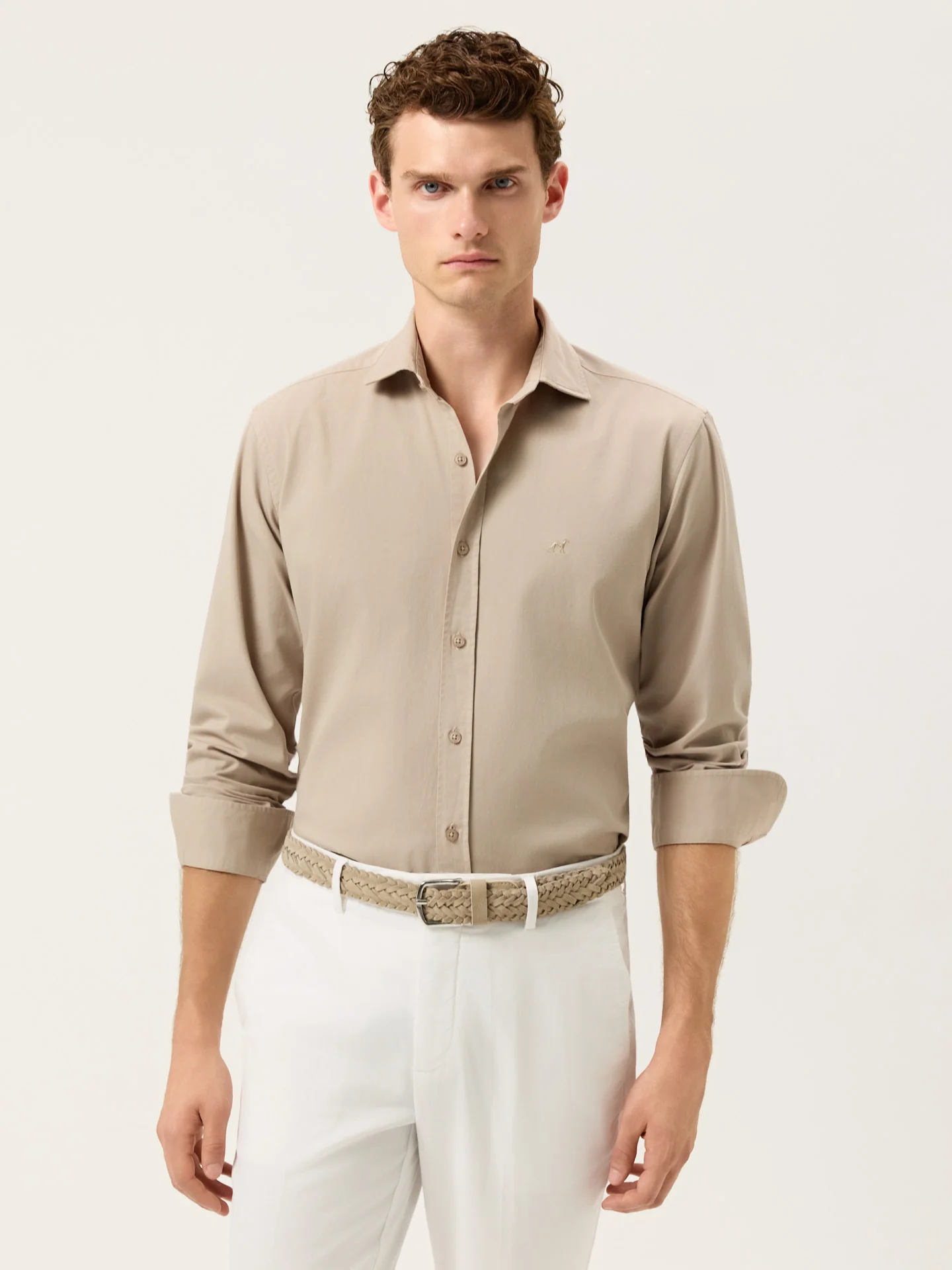 Camisa Slim Fit em Sarja de Algodão Macio Garment Dye - Image 18