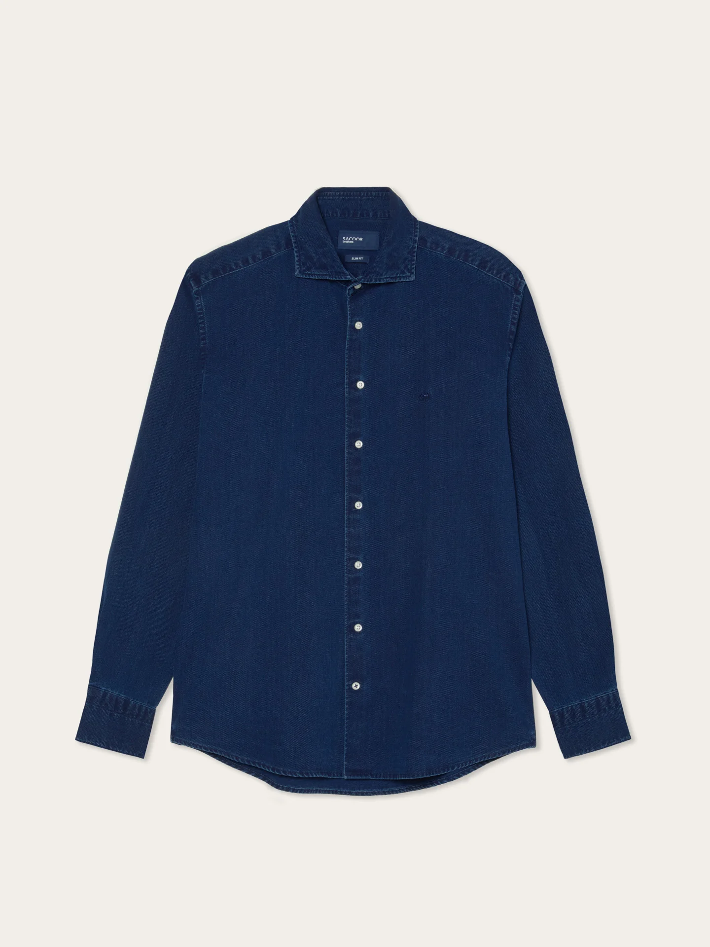 Camisa Slim Fit Estruturada em Denim de Algodão com Colarinho Newport - Image 4