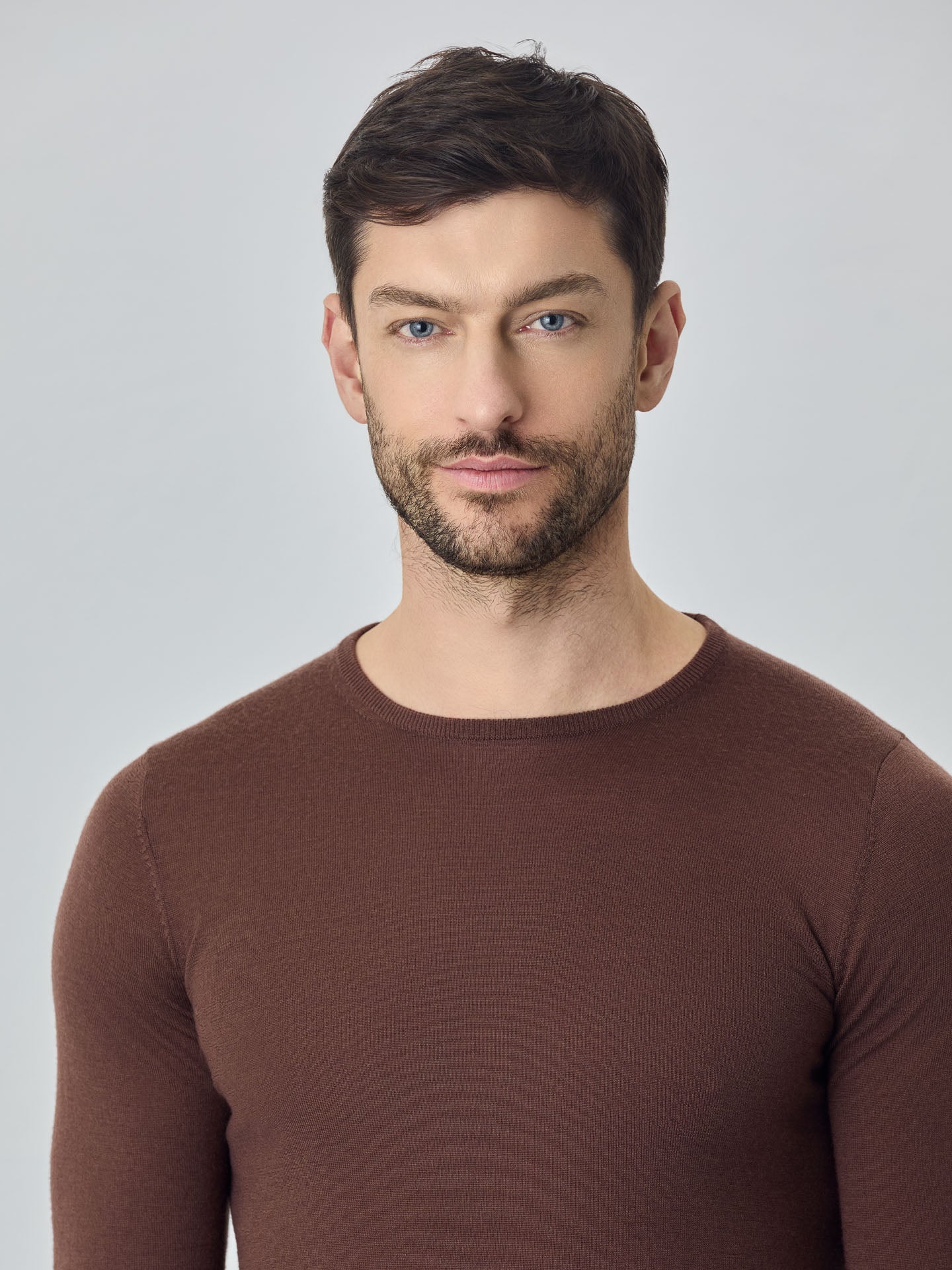 Camisola de decote redondo de manga comprida em lã merino extra fina - Image 4