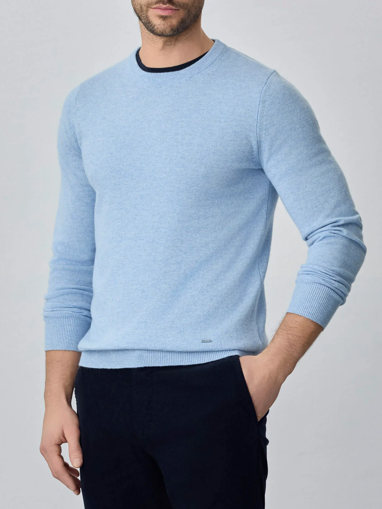 Camisola de decote redondo de manga comprida lavável na máquina em mistura de lambswool - Image 13