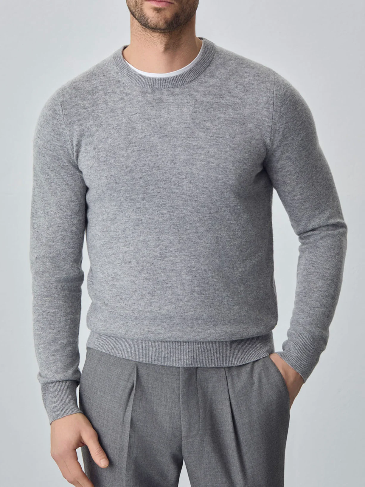 Camisola de decote redondo de manga comprida lavável na máquina em mistura de lambswool - Image 16