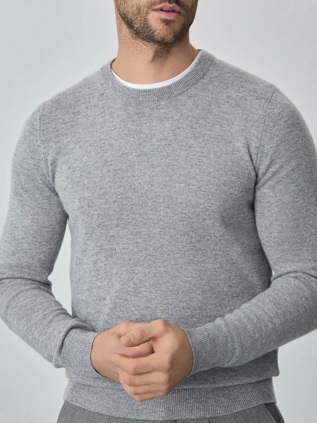 Camisola de decote redondo de manga comprida lavável na máquina em mistura de lambswool - Image 17