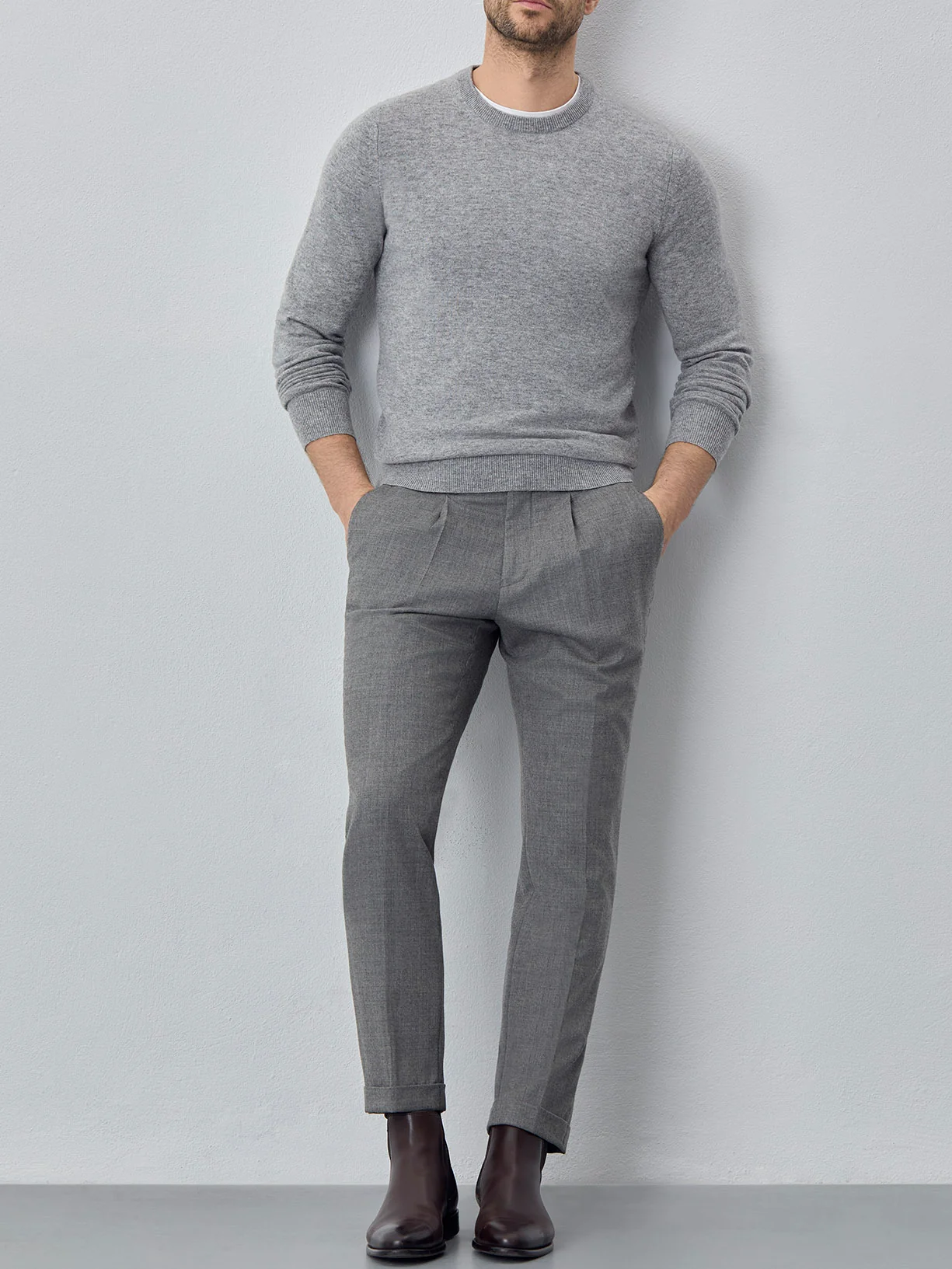 Camisola de decote redondo de manga comprida lavável na máquina em mistura de lambswool - Image 18