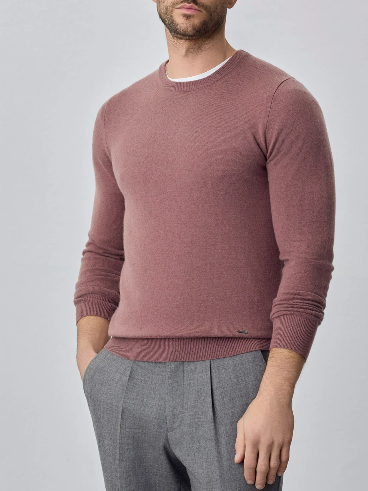 Camisola de decote redondo de manga comprida lavável na máquina em mistura de lambswool - Image 7