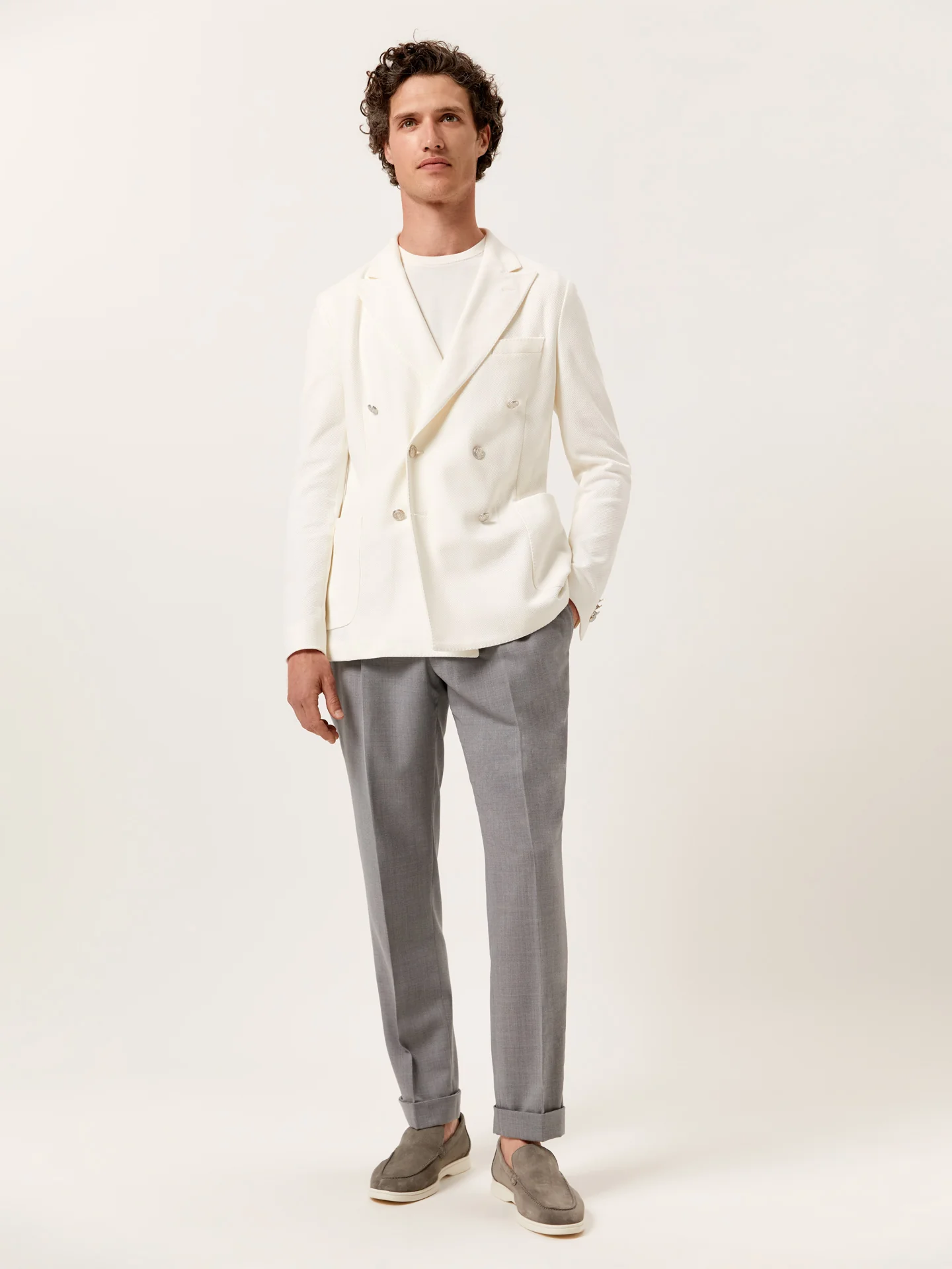 Camisola de decote redondo e manga curta em mistura de algodão e seda - Image 11