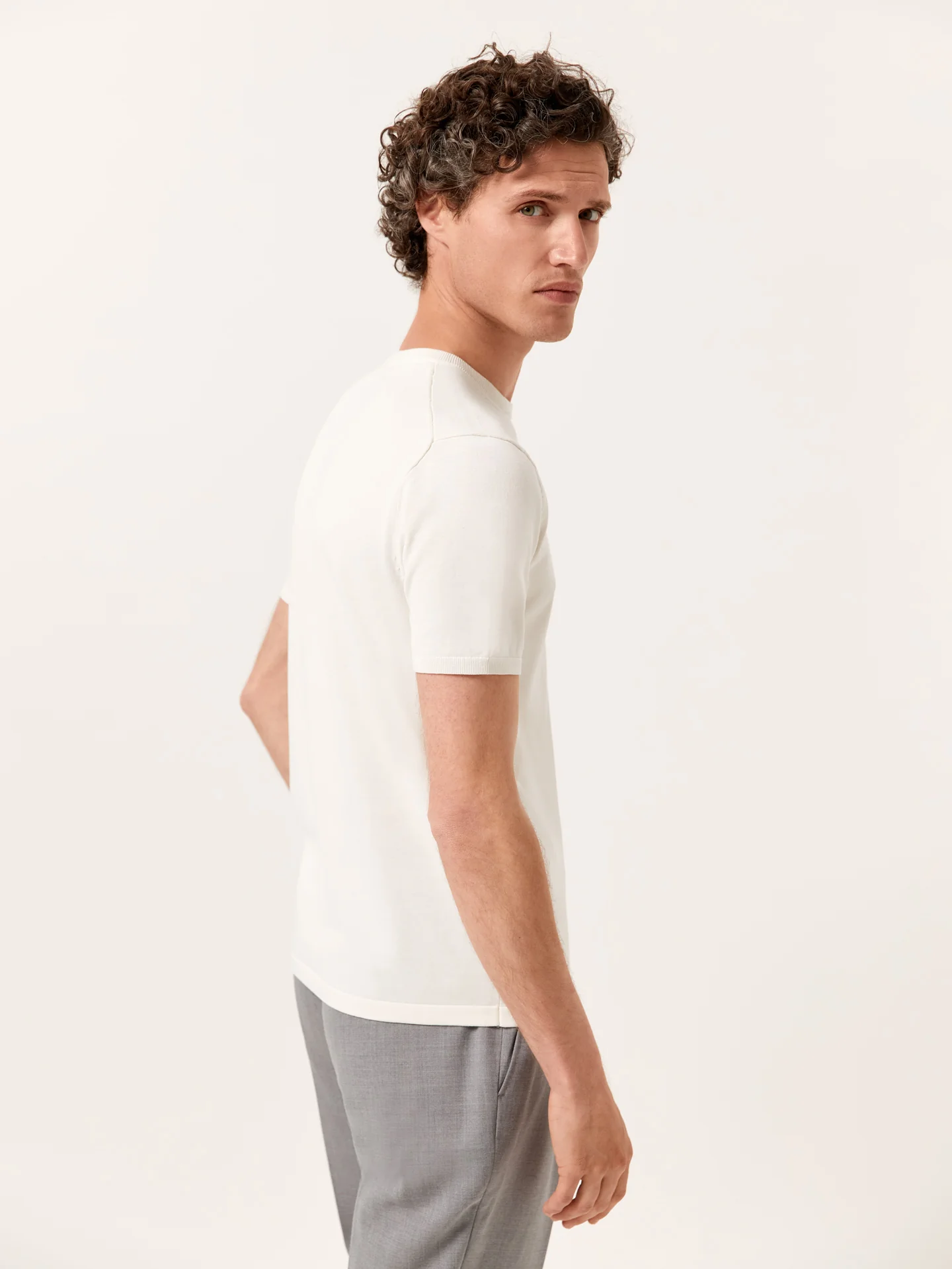 Camisola de decote redondo e manga curta em mistura de algodão e seda - Image 12