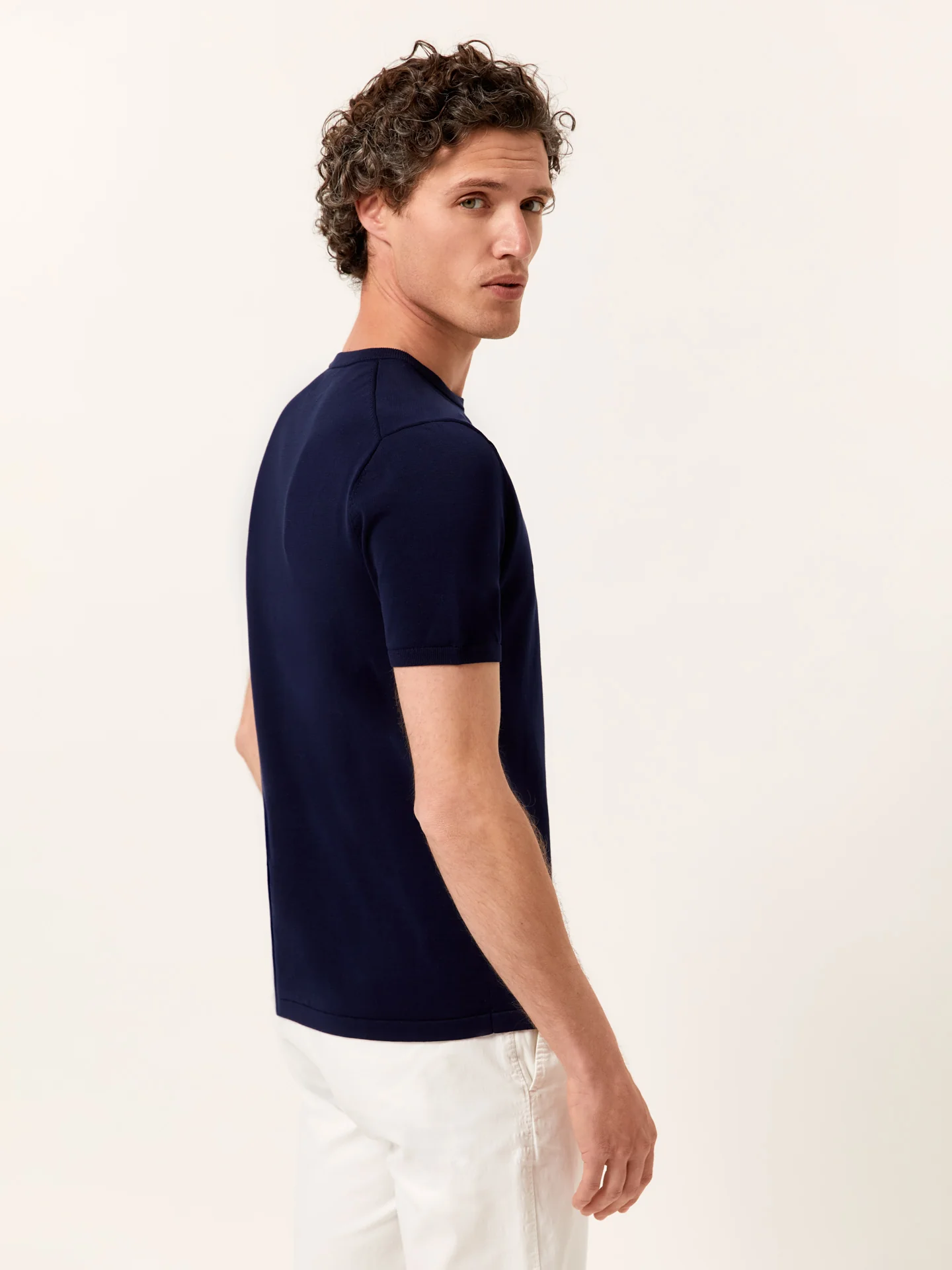 Camisola de decote redondo e manga curta em mistura de algodão e seda - Image 3