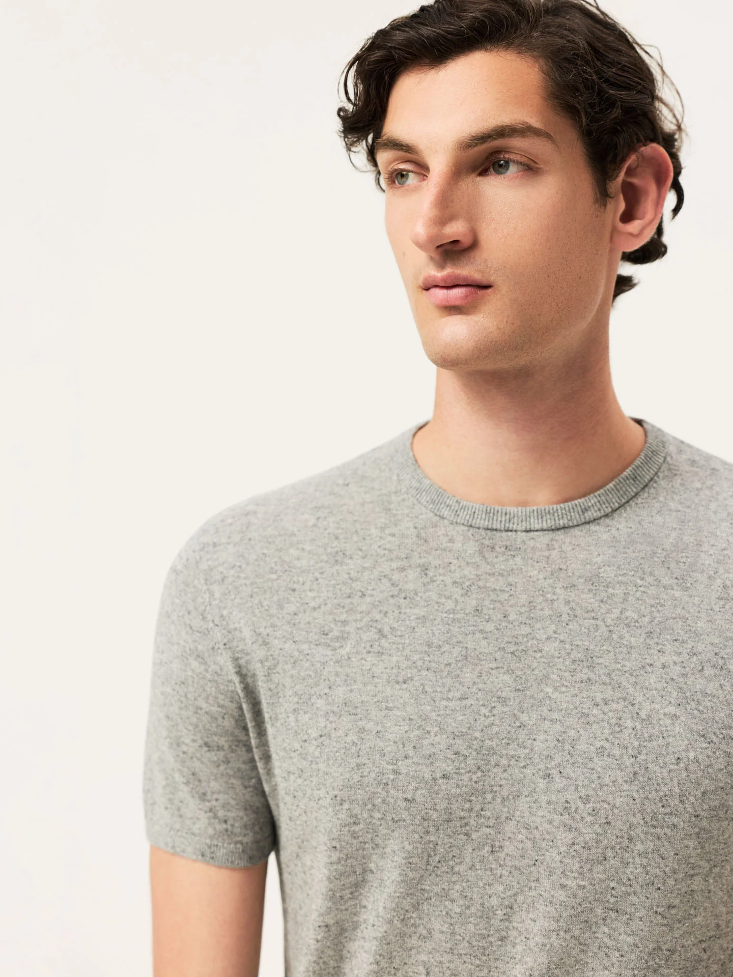 Camisola de Manga Curta com Decote Redondo em Mistura de Algodão e Linho - Image 8