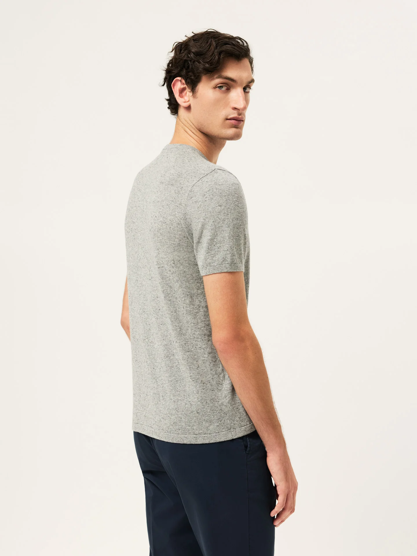 Camisola de Manga Curta com Decote Redondo em Mistura de Algodão e Linho - Image 9