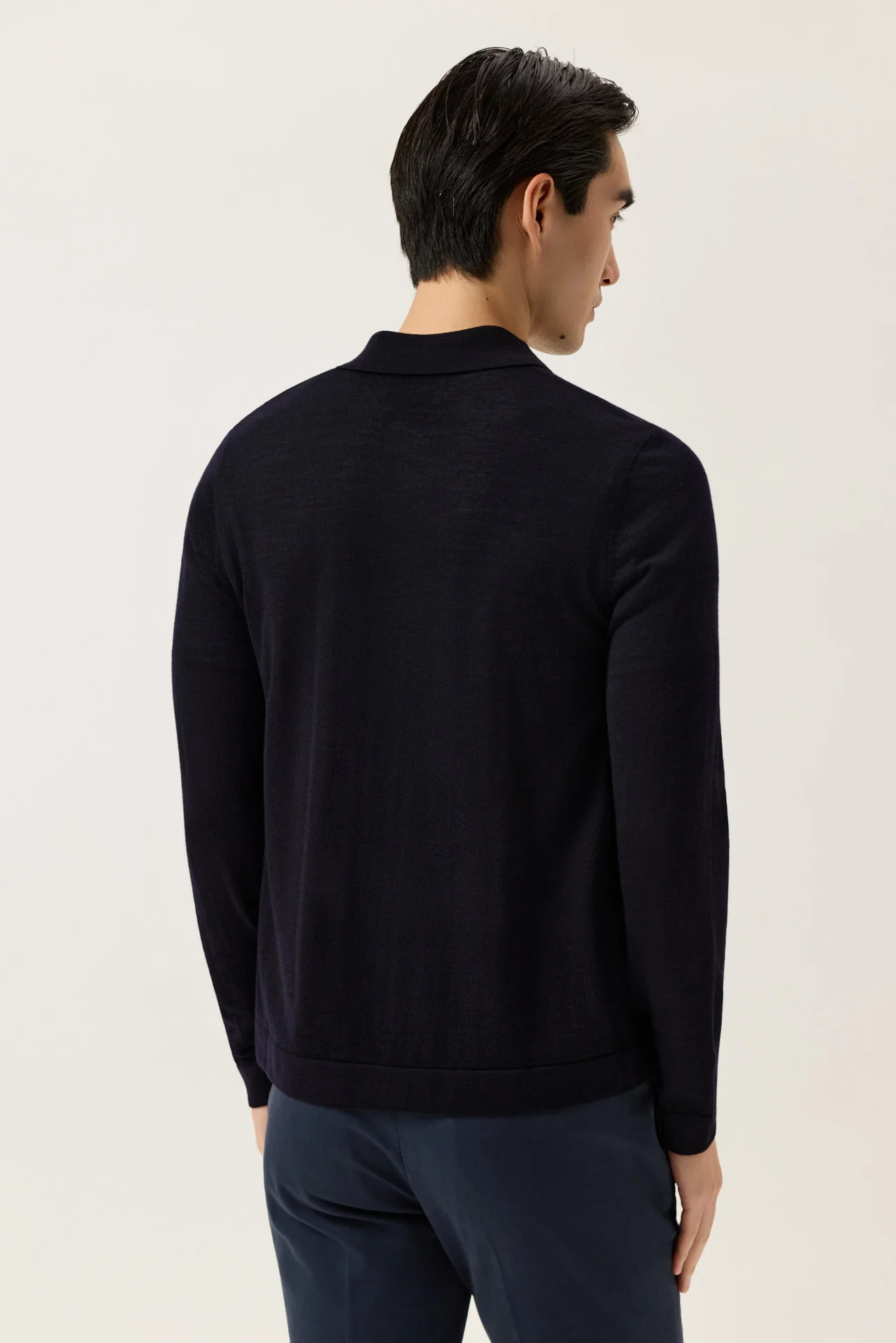 Camisola Estilo Camisa de Manga Comprida em Lã Merino Extra Fina - Image 3