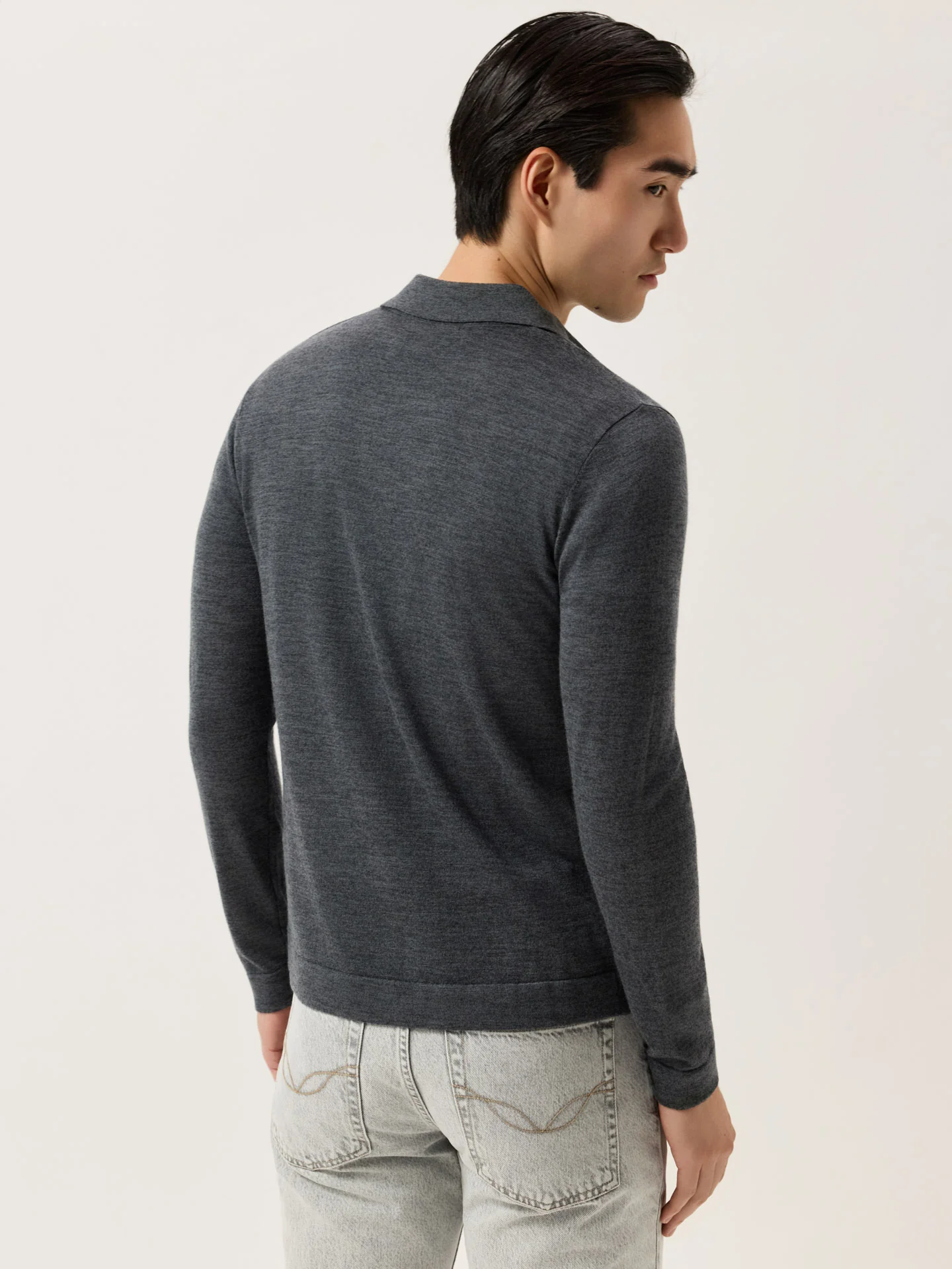 Camisola Estilo Camisa de Manga Comprida em Lã Merino Extra Fina - Image 7