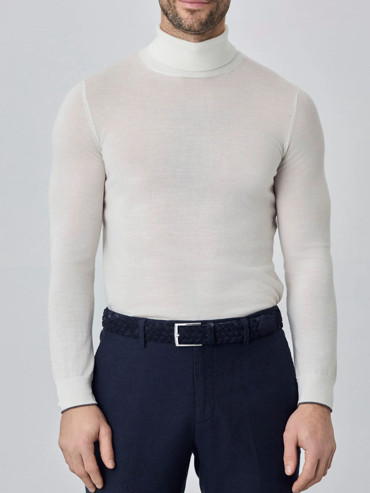 Camisola turtleneck de manga comprida em lã merino extra fino - Image 7
