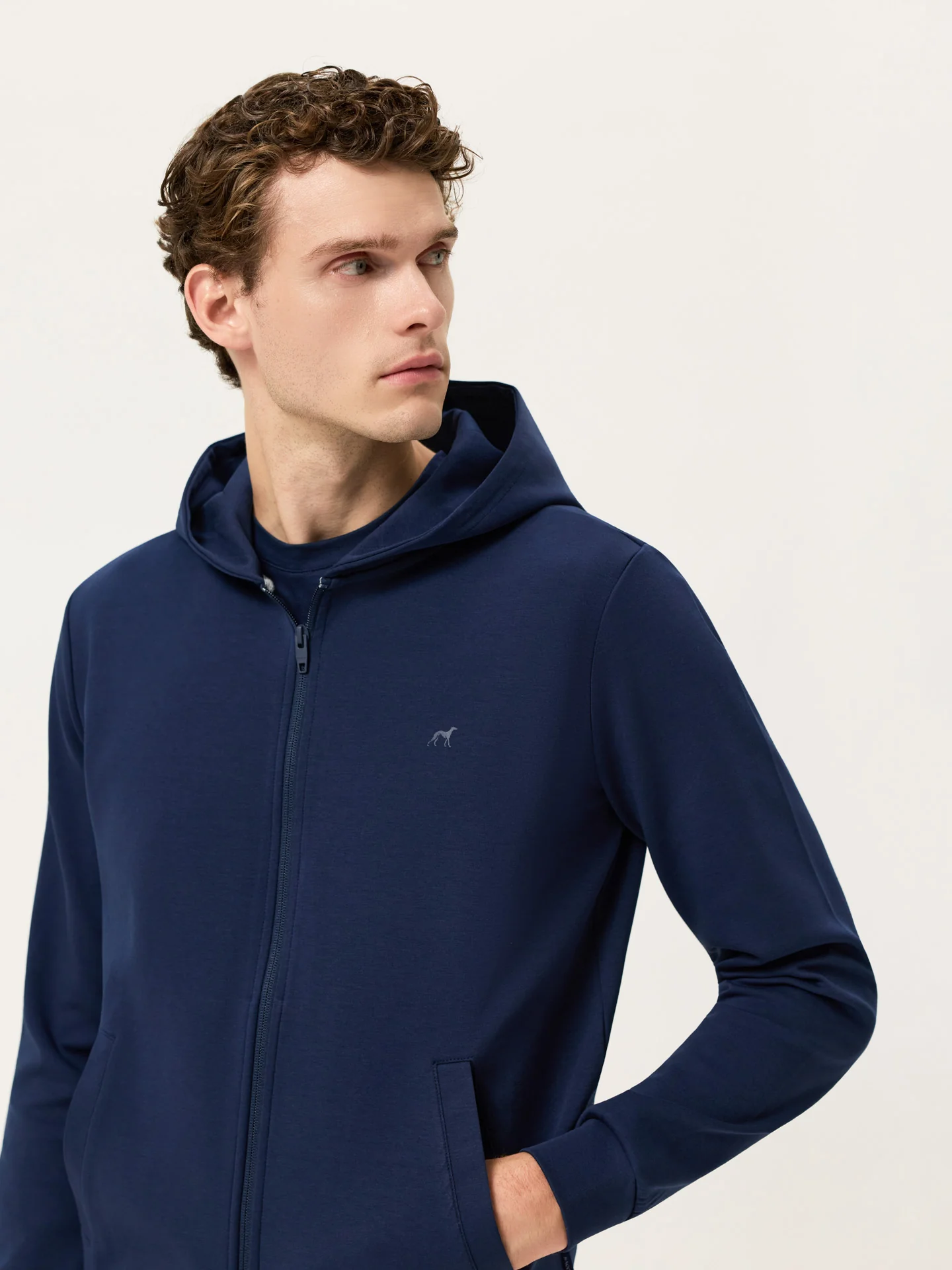 Hoodie com Fecho em Felpa de Algodão com Logo Estampado no Peito - Image 3